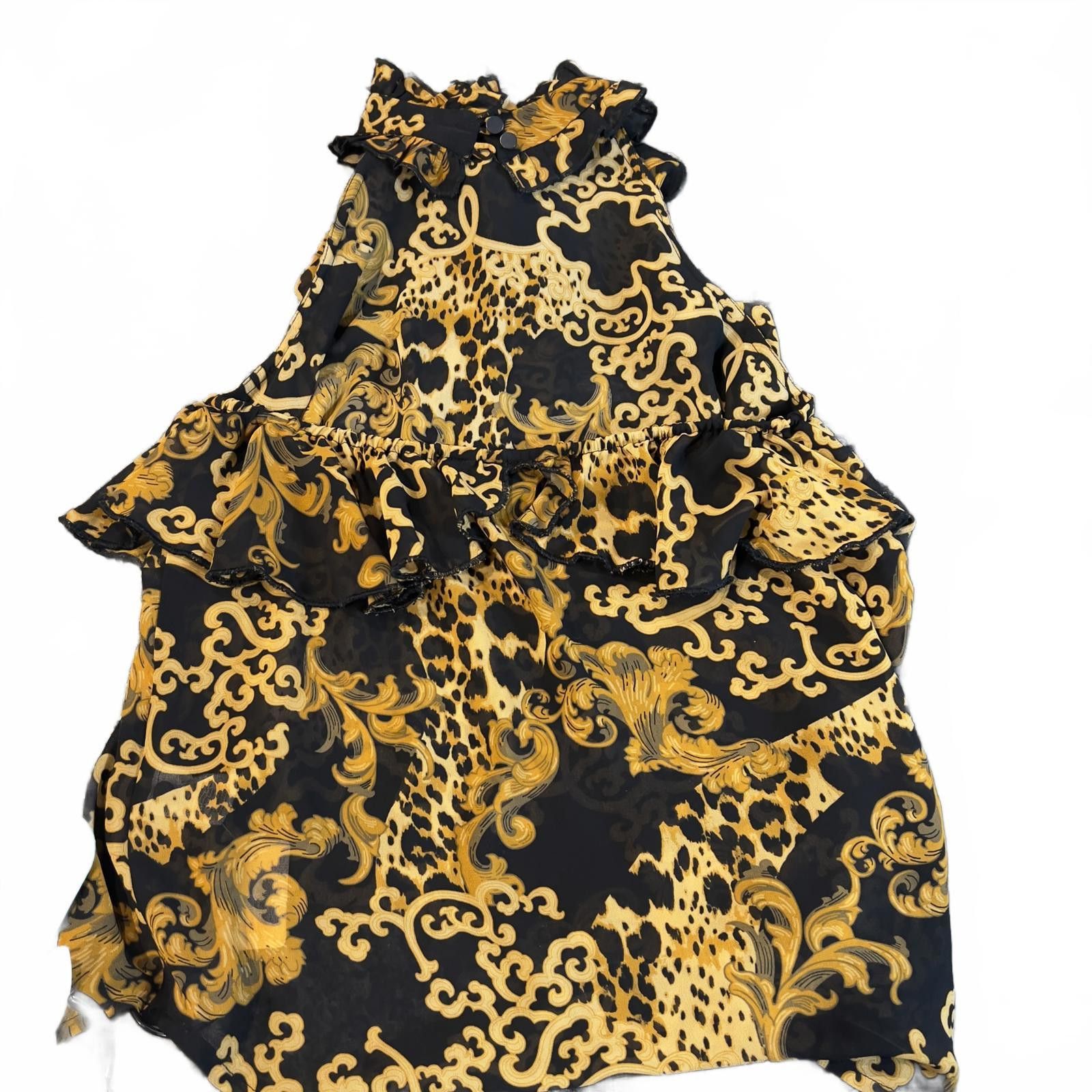 Other Free Press Women's Sleeveless Ruffled Blouse in Black and GY Size M / US 6-8 / IT 42-44 - 2 Thumbnail