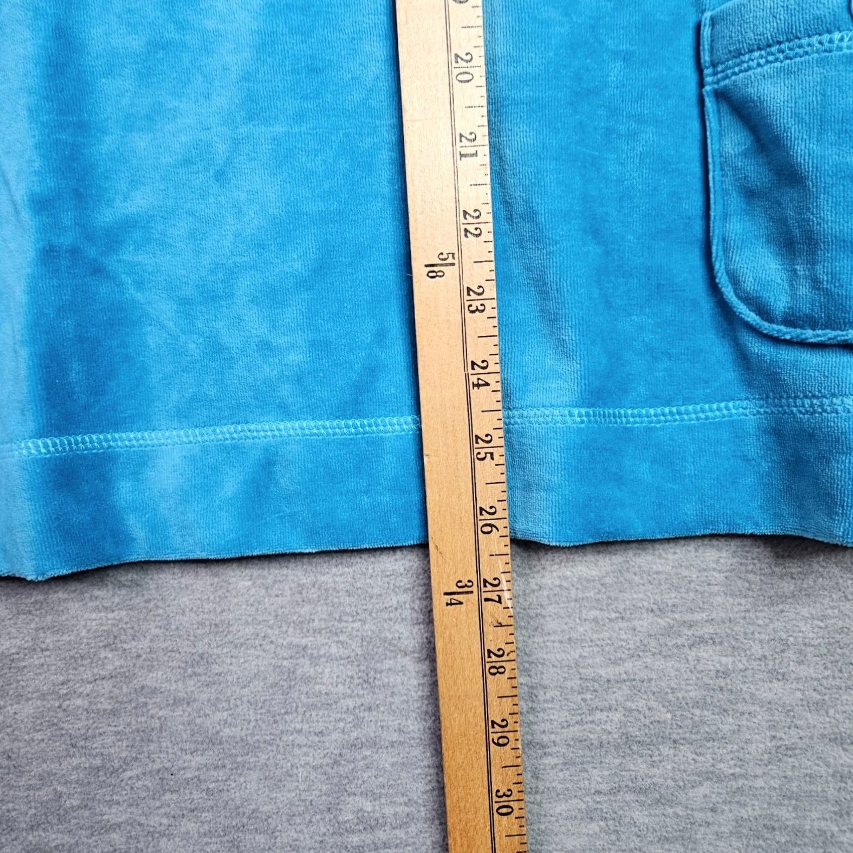 Vintage Appleseed's Women XL Bright Turquoise Velour Long Sleeve Sweatshirt Size XL / US 12-14 / IT 48-50 - 3 Thumbnail