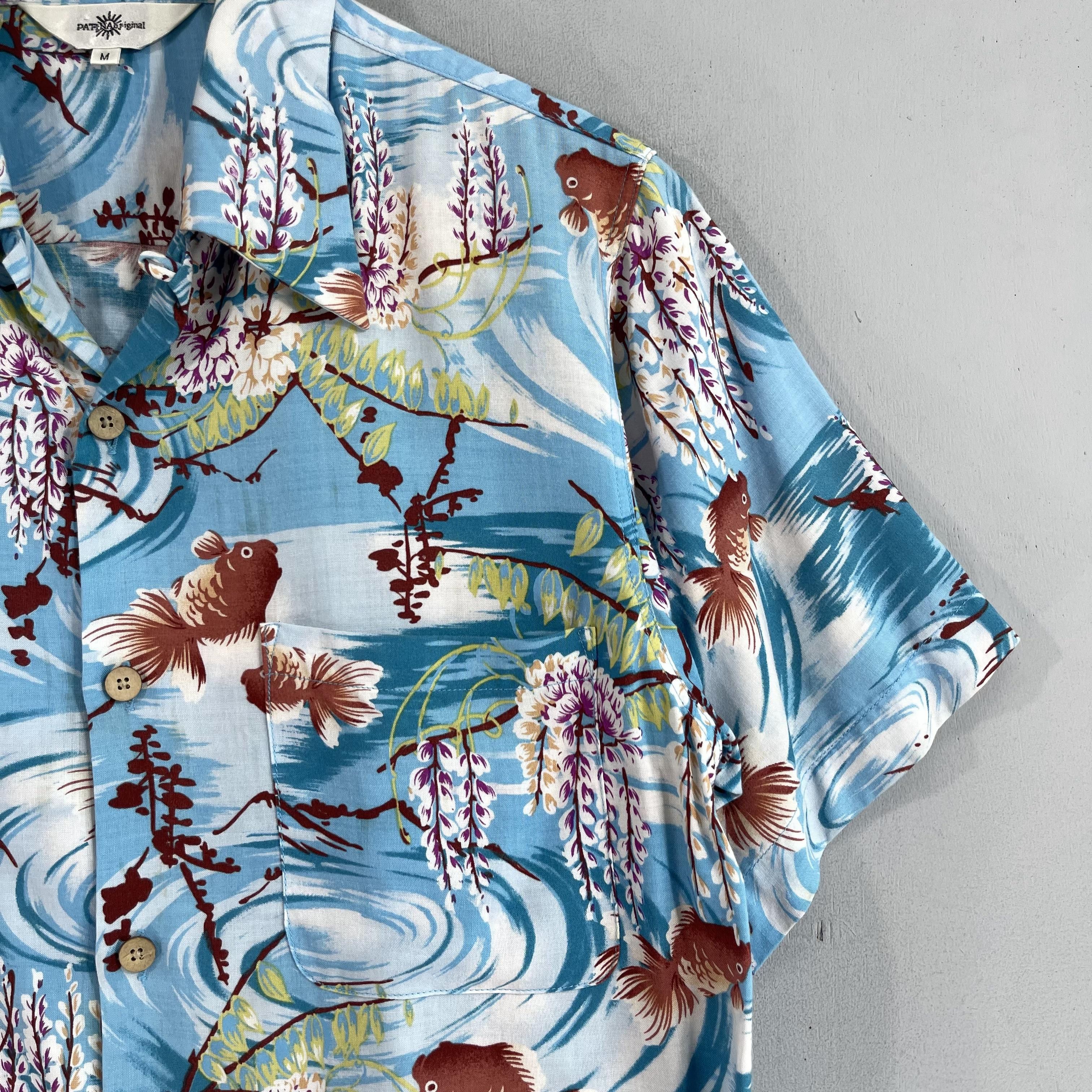 Japanese Brand × Vintage Vintage PATINA Japanese Hawaiian Gold Fish Rayon Shirt Size US M / EU 48-50 / 2 - 3 Thumbnail