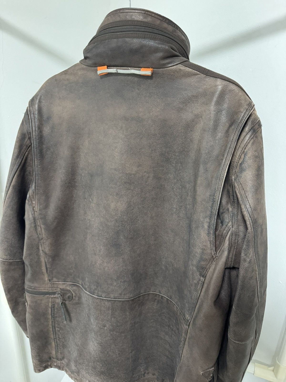 Parajumpers × Vintage Vintage Rare Parajumpers Distressed Real Leather Jacket Size US XL / EU 56 / 4 - 5 Thumbnail