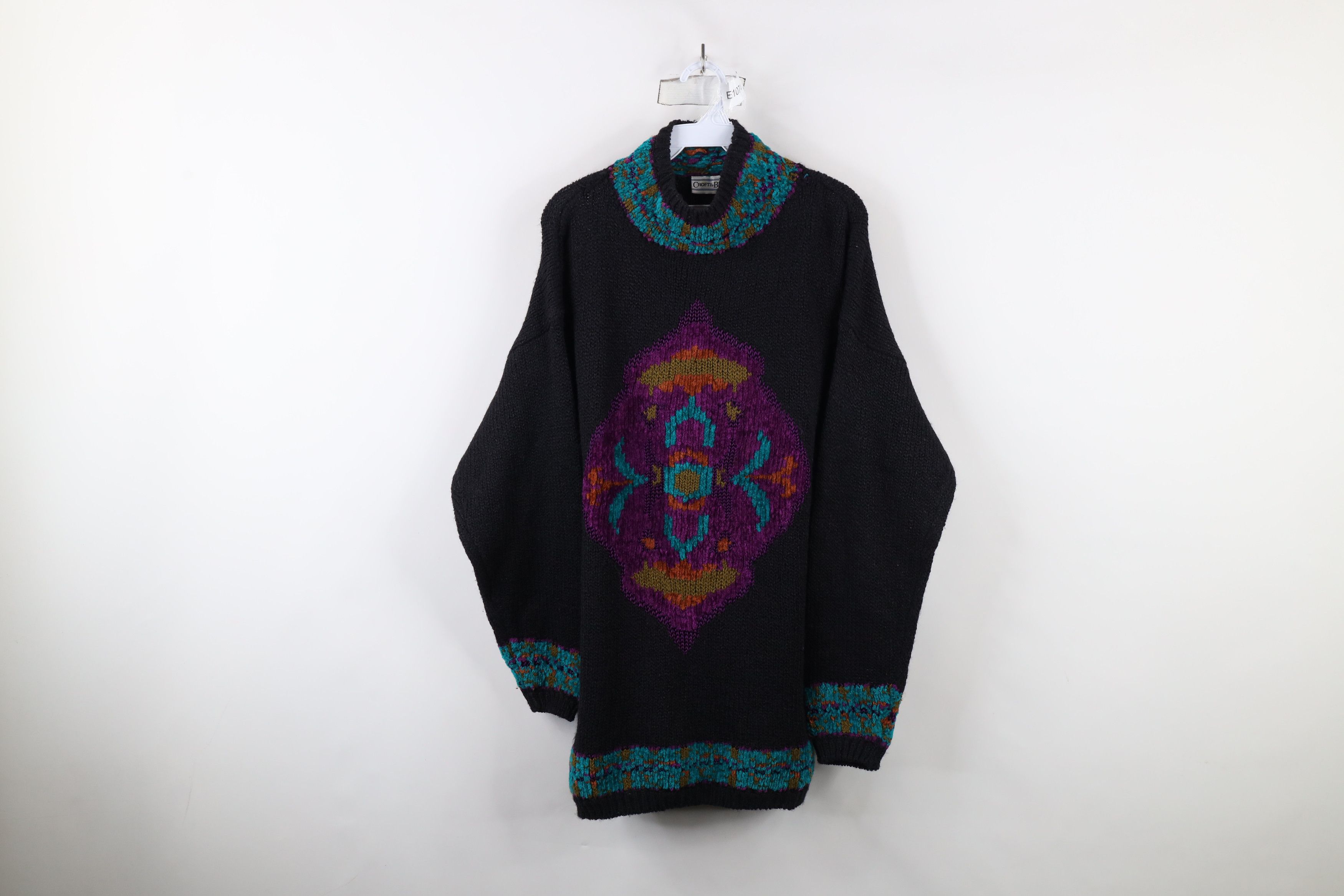 Vintage Vintage 90s Streetwear Flower Fleece Ribbed Knit Sweater Size XL / US 12-14 / IT 48-50 - 1 Thumbnail