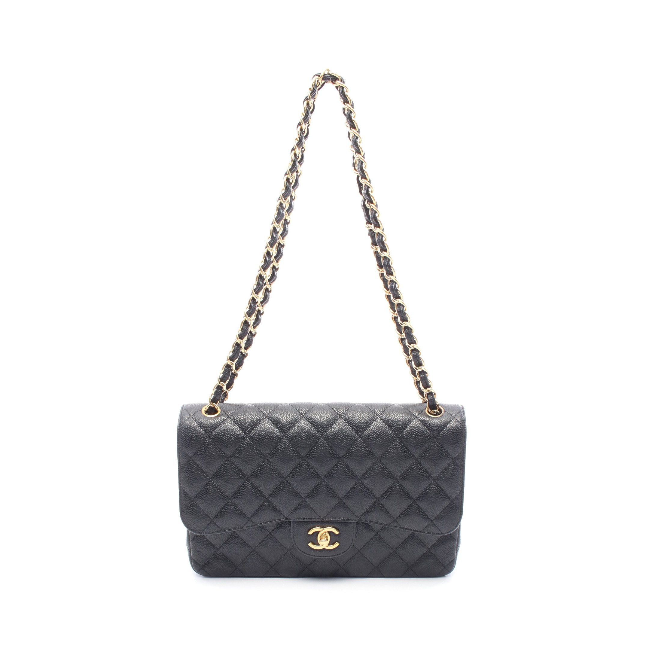 Chanel Chanel Decamatlassé 30 Classic Large Double Flap Chain Shoulder Bag Caviar Skin Black Gold Hardware Size ONE SIZE - 1 Thumbnail
