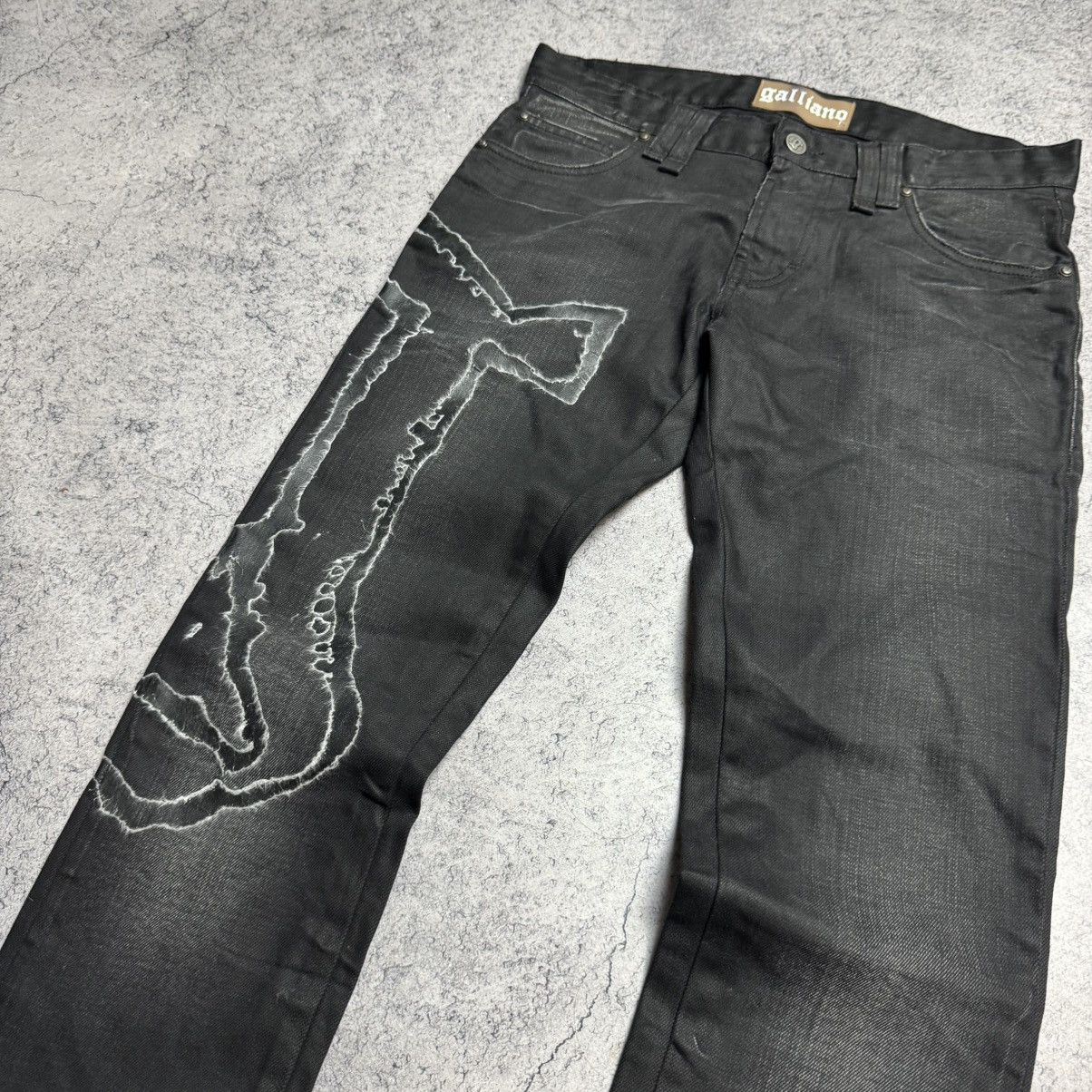 John Galliano NEW Galliano Y2K 00s Big Logo Jeans Size 28" / US 6 / IT 42 - 3 Thumbnail