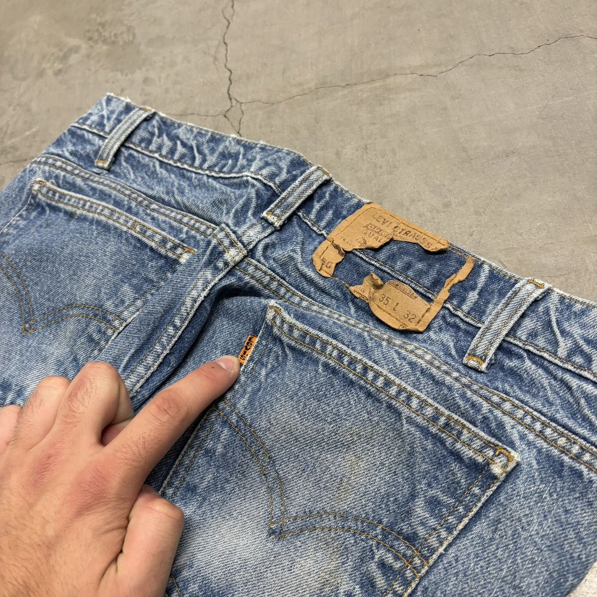 Levi's Vintage 90s Levis Denim Jeans Orange Tab Faded Grunge Size US 34 / EU 50 - 4 Thumbnail