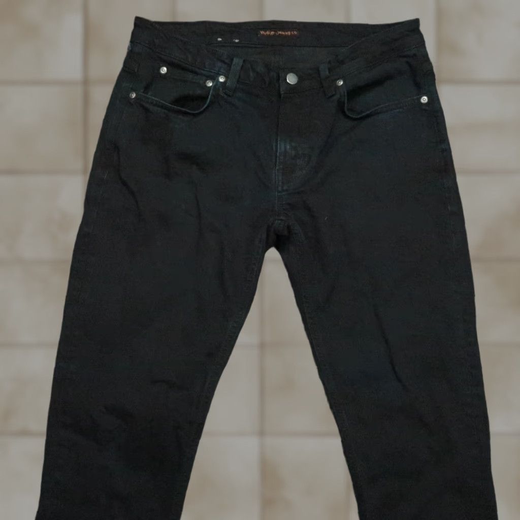 Nudie Jeans Nudie Jeans Mens 33x32 Black Skinny 5 Pocket Stretch Denim Slim Belt Loops Jeans Color Black Men 33 Regular Inseam 32 Size US 33 - 1 Thumbnail