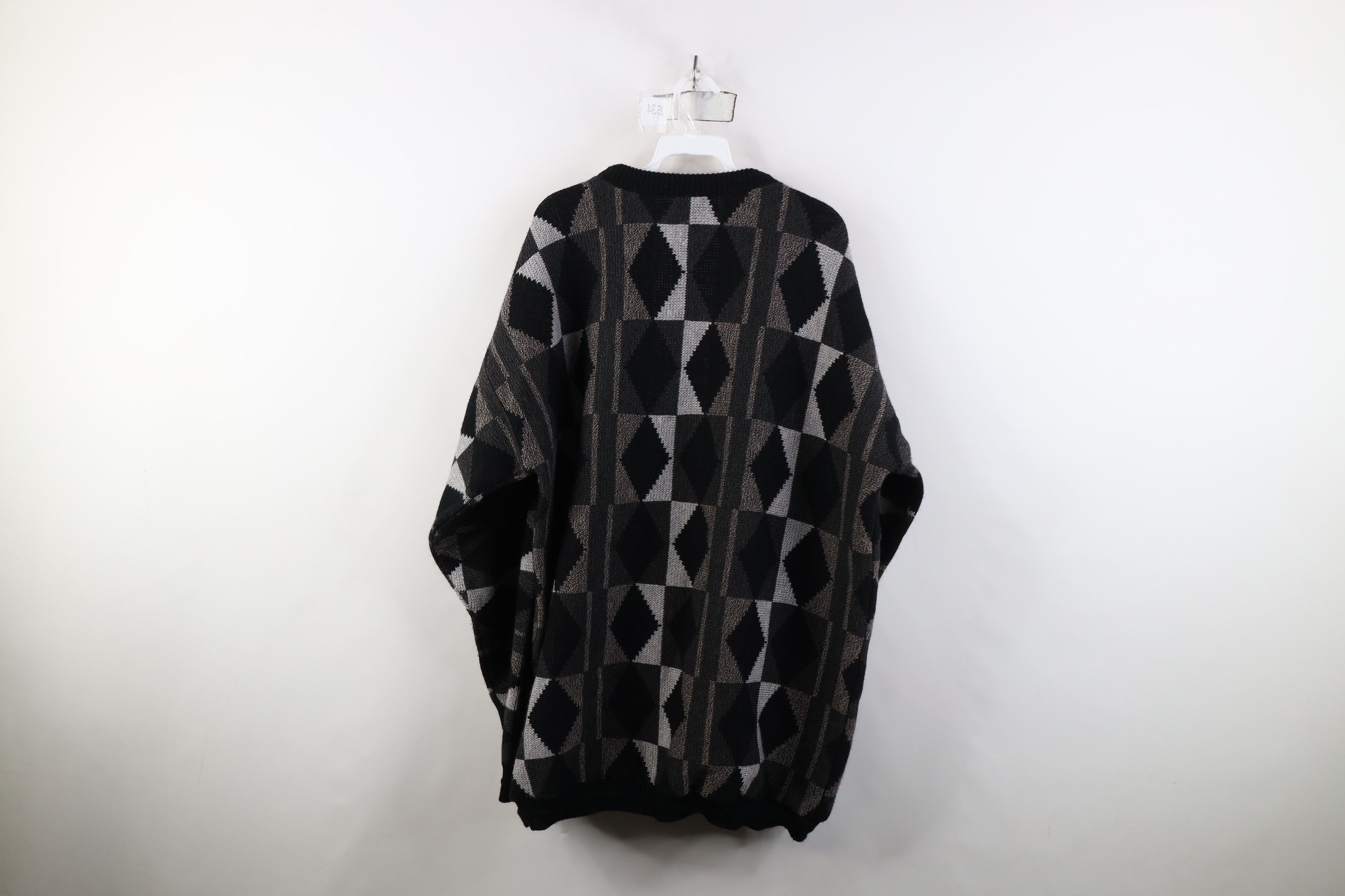 Vintage Vintage 90s Streetwear Geometric Knit Sweater Earth Tone Size US XXL / EU 58 / 5 - 10 Thumbnail