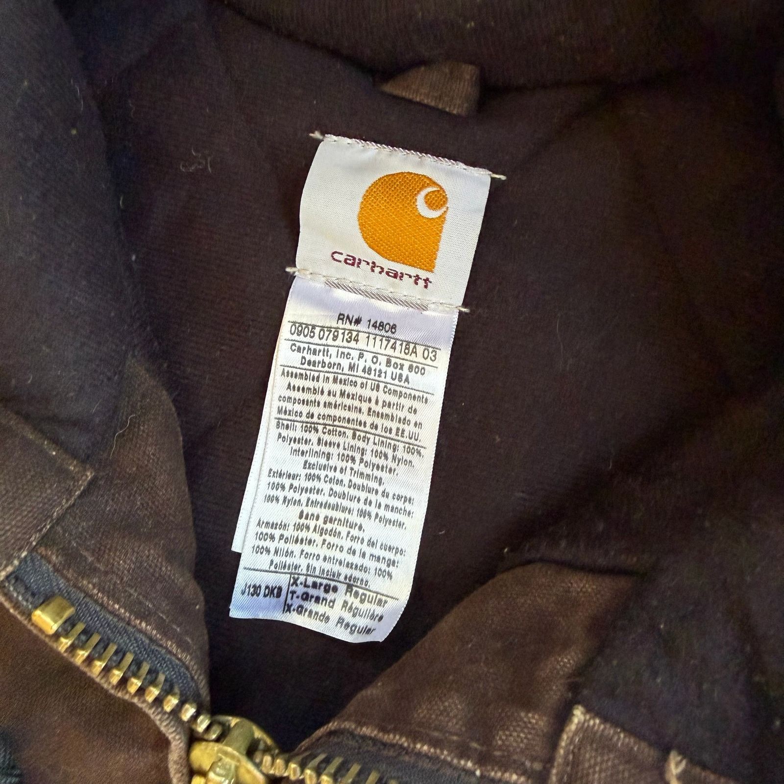 Carhartt × Vintage Carhartt J130 DKB brown hooded work wear jacket Size US XL / EU 56 / 4 - 4 Thumbnail