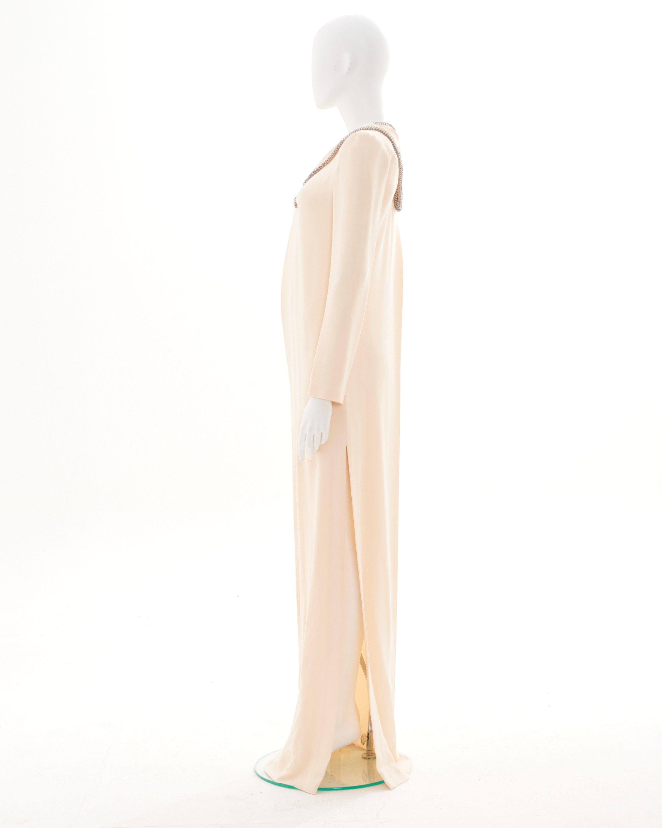 Yves Saint Laurent by Stefano Pilati F/W 2012 Cream embellished long dress Size M / US 6-8 / IT 42-44 - 3 Thumbnail