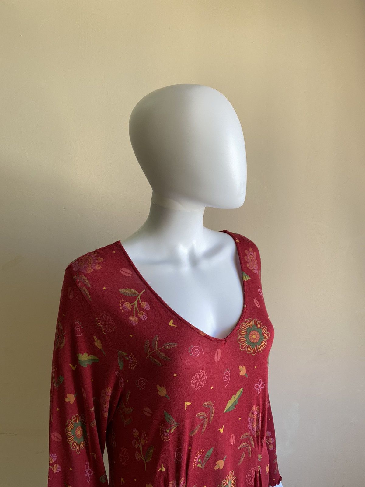 Gudrun Sjoden Gudrun Sjoden Red Floral Long Sleeve Maxi Dress Size L Size L / US 10 / IT 46 - 3 Thumbnail