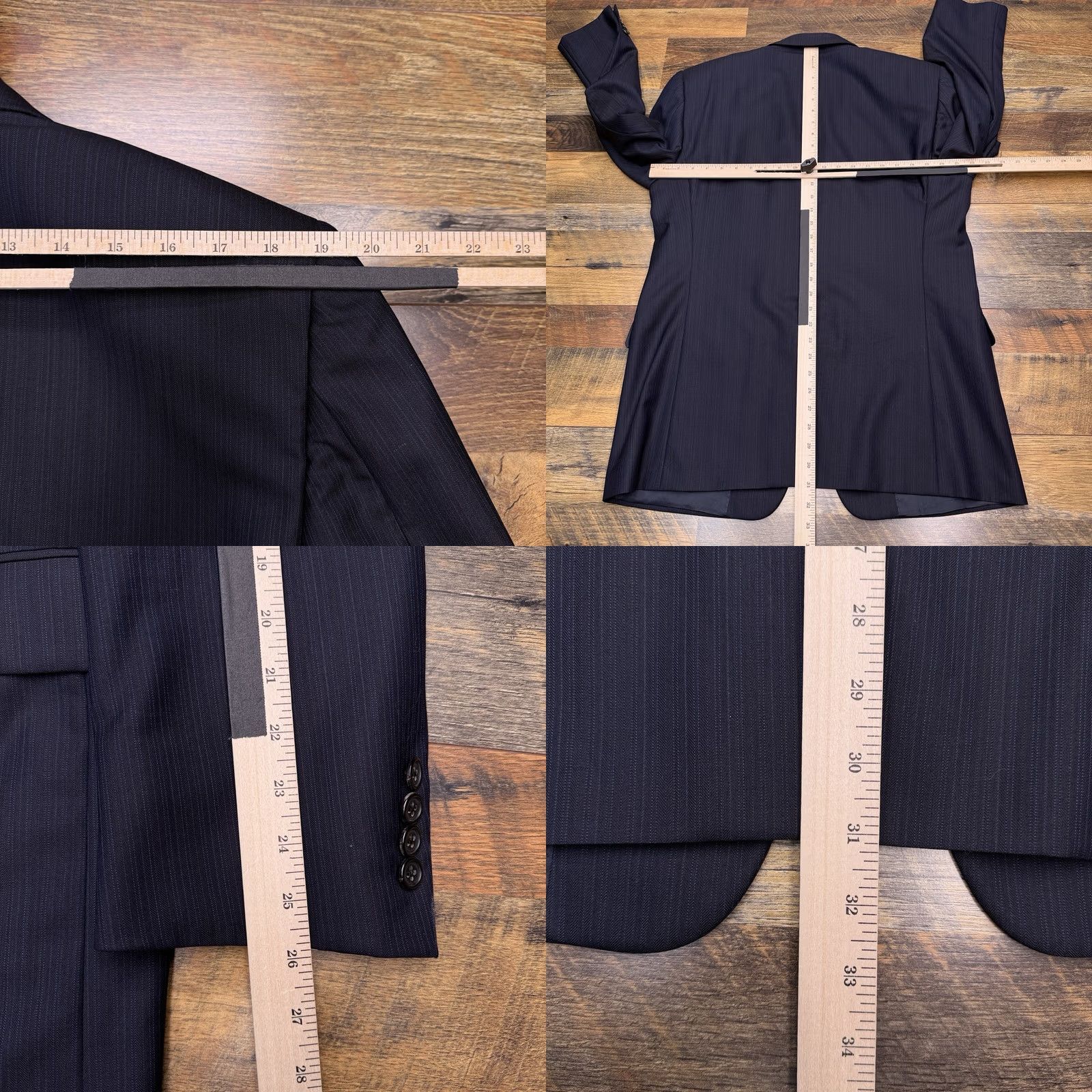 Loro Piana Hickey Freeman Loro Piana Suit Jacket 44 Navy Blue Wool Blazer Size 44R - 9 Thumbnail