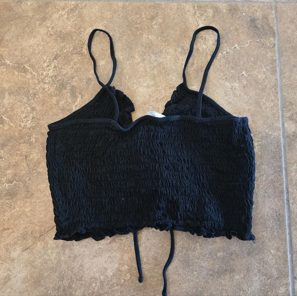 Aeropostale Black Front Scrunched Aero Cropped Tank Size L / US 10 / IT 46 - 2 Thumbnail
