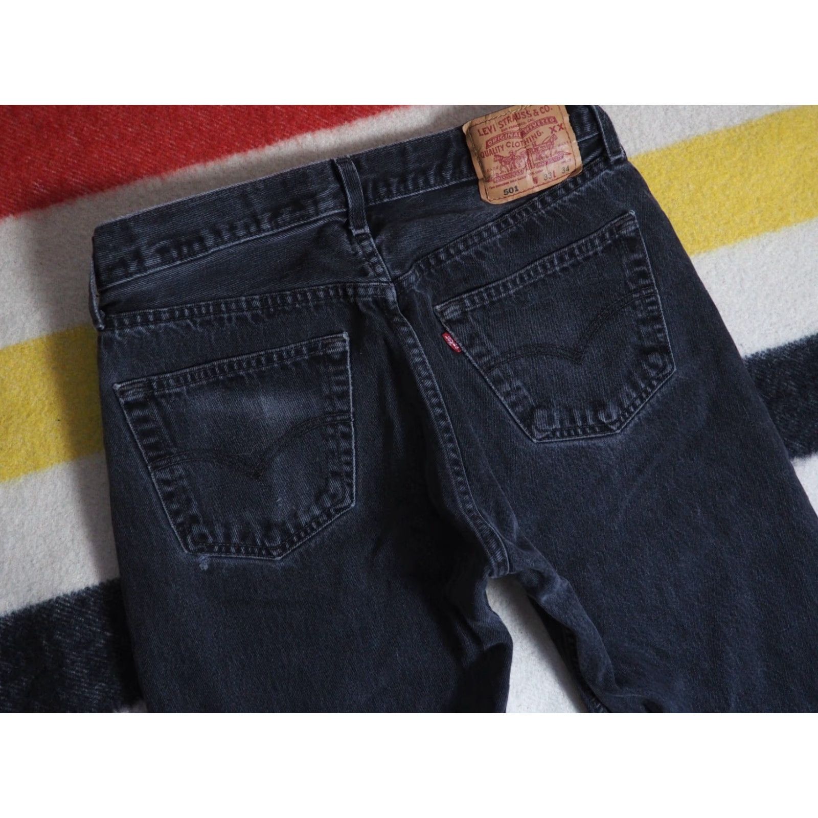 Levi's VTG Levi's 501 Jeans Denim 32x33 Black Faded Button Fly Mens 90s Grunge Straight Pants 501 Series Size US 32 / EU 48 - 3 Thumbnail
