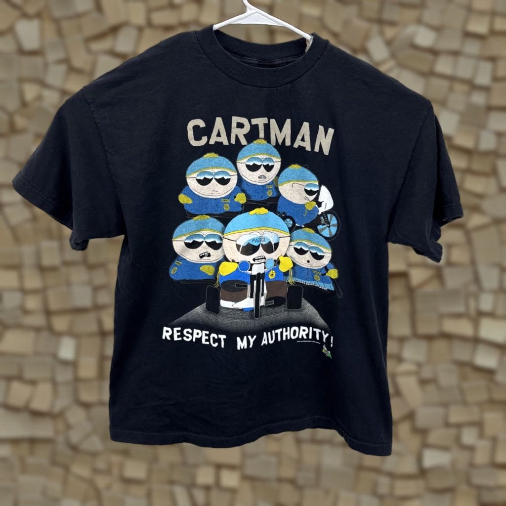 Vintage VINTAGE South Park Cartman Respect My Authority Black T Shirt XL Mens Crew Neck Short Sleeve Cotton Logo 1990s 90s Cartoon Funny Graphic Print T-Shirt Size US XL / EU 56 / 4 - 1 Thumbnail