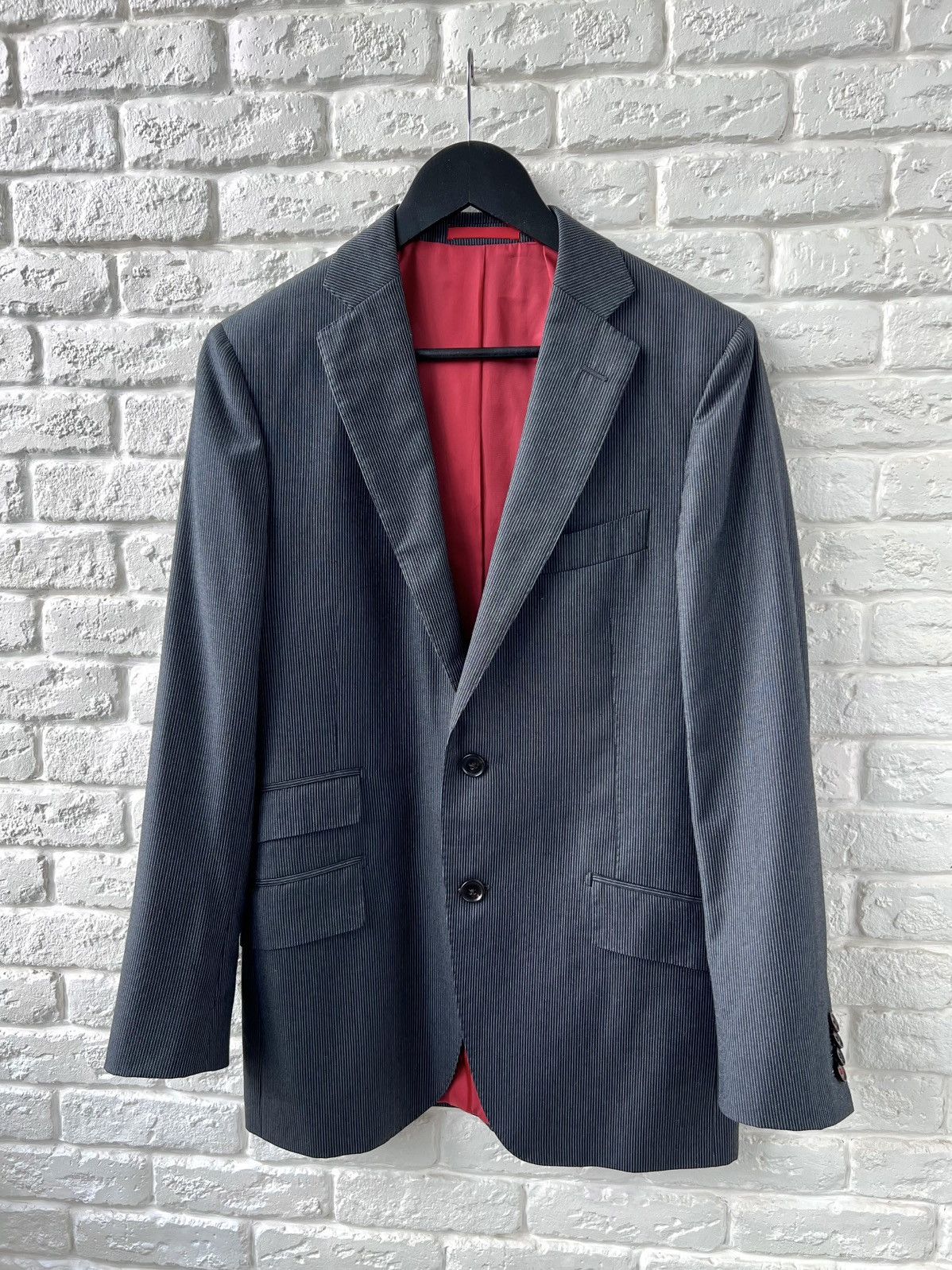 Suitsupply Suit Supply REDA Wool Gray Striped Sienna Suit Size 46R - 2 Thumbnail