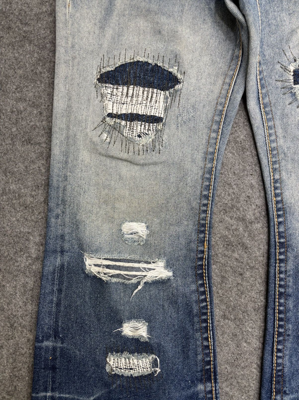 Seditionaries 💥Sick Super Flare Patchwork💥Icom Distressed Denim F596 Size US 34 / EU 50 - 7 Thumbnail