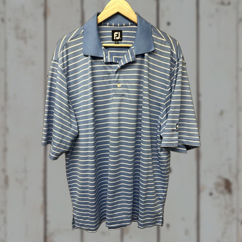 Footjoy Mens FootJoy Polo Shirt Striped Blue L Multicolor Short Sleeve Collared Button-Up Polo Shirt 90s? Size US L / EU 52-54 / 3 - 1 Thumbnail
