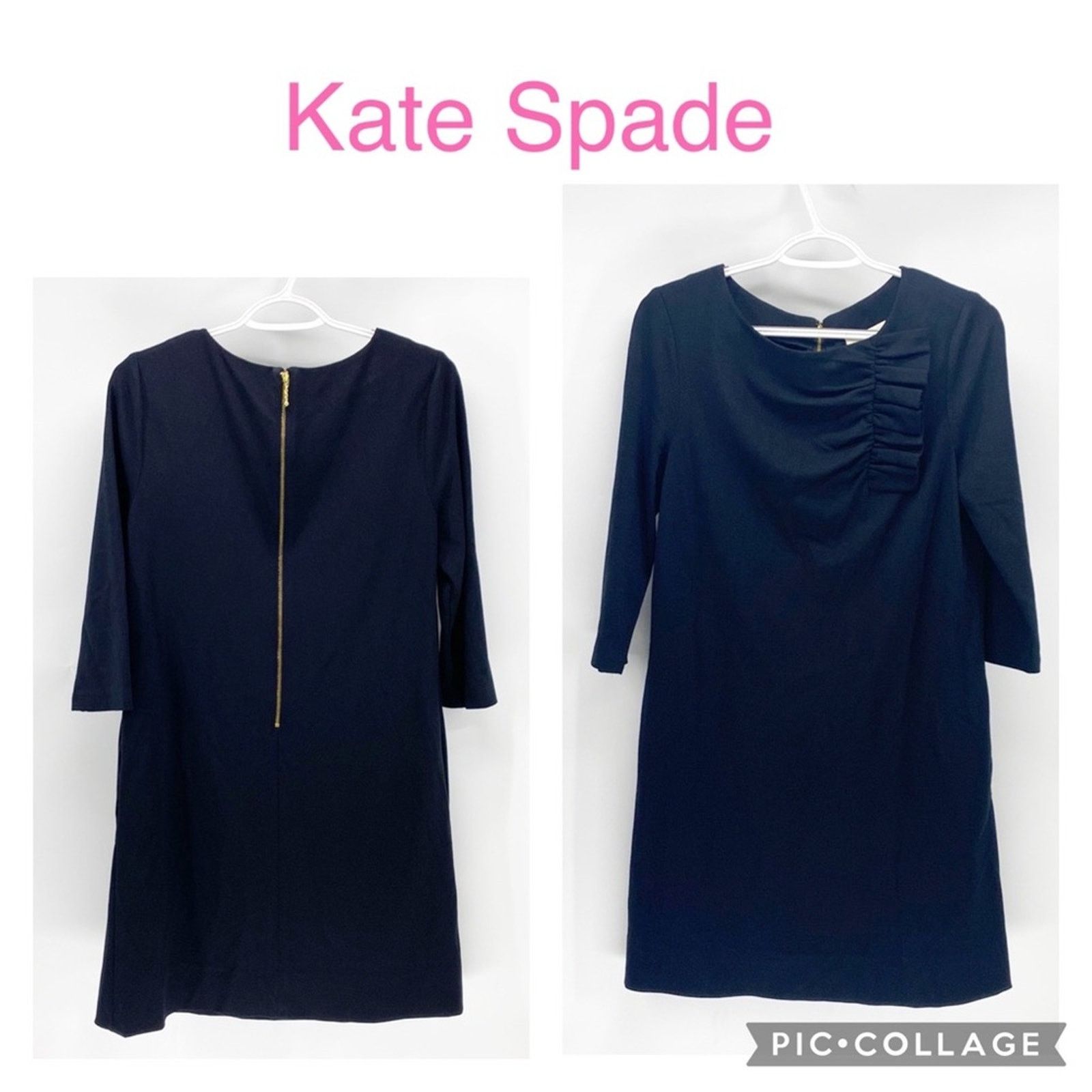 Kate Spade NY Ruffle Pocket Knit Shift Dress Black sz 4
