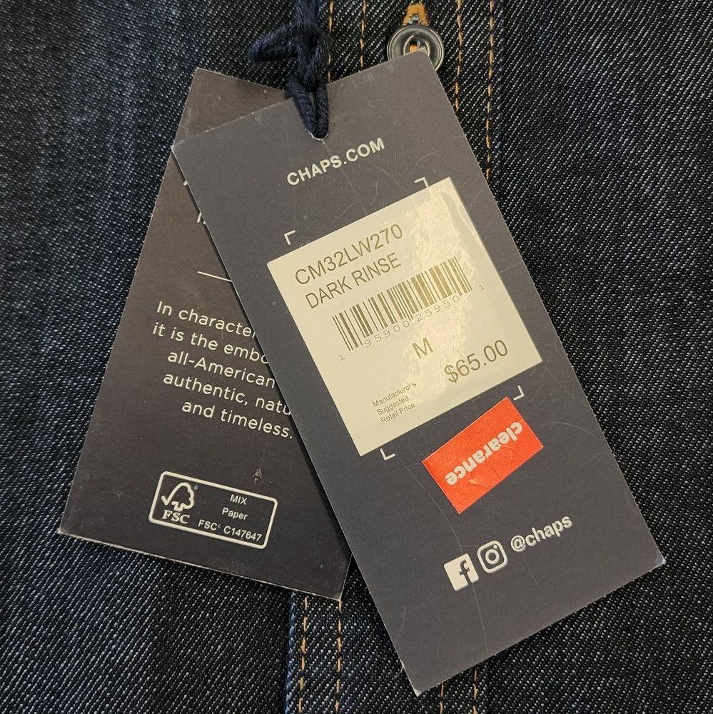 Chaps Chaps Men's Dark Denim Button Front L/S Soft Shell shirt Size US M / EU 48-50 / 2 - 2 Thumbnail