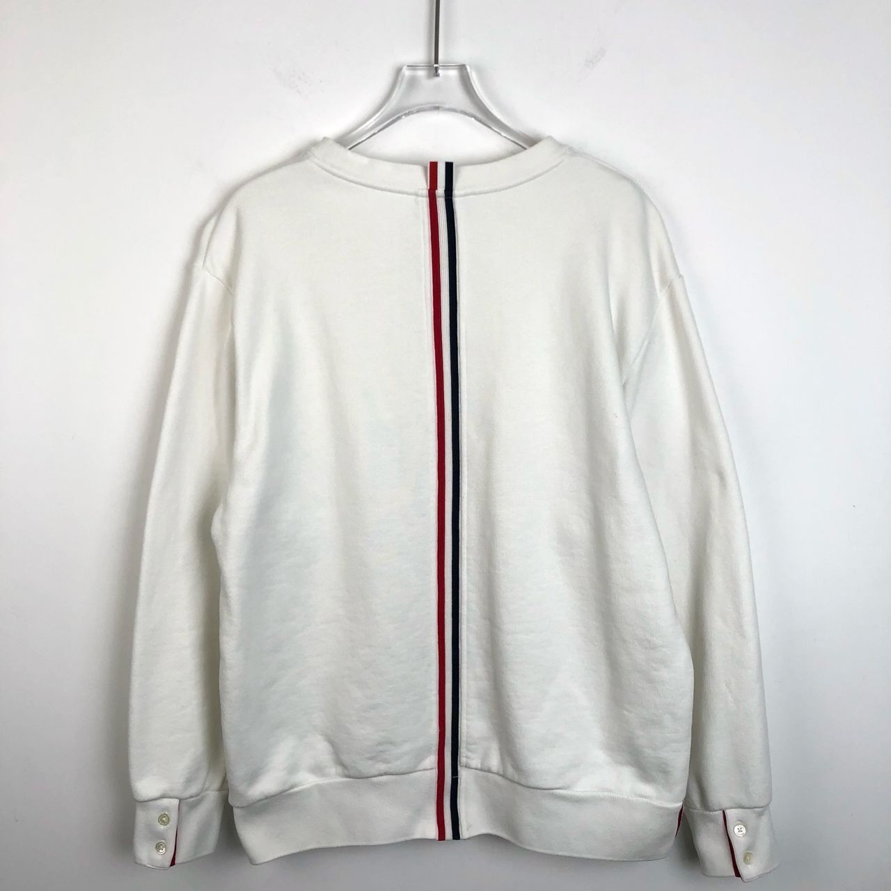 Thom Browne Thom Browne White Crew Neck Knit Hoodie With Back Striped De Size US L / EU 52-54 / 3 - 1 Thumbnail