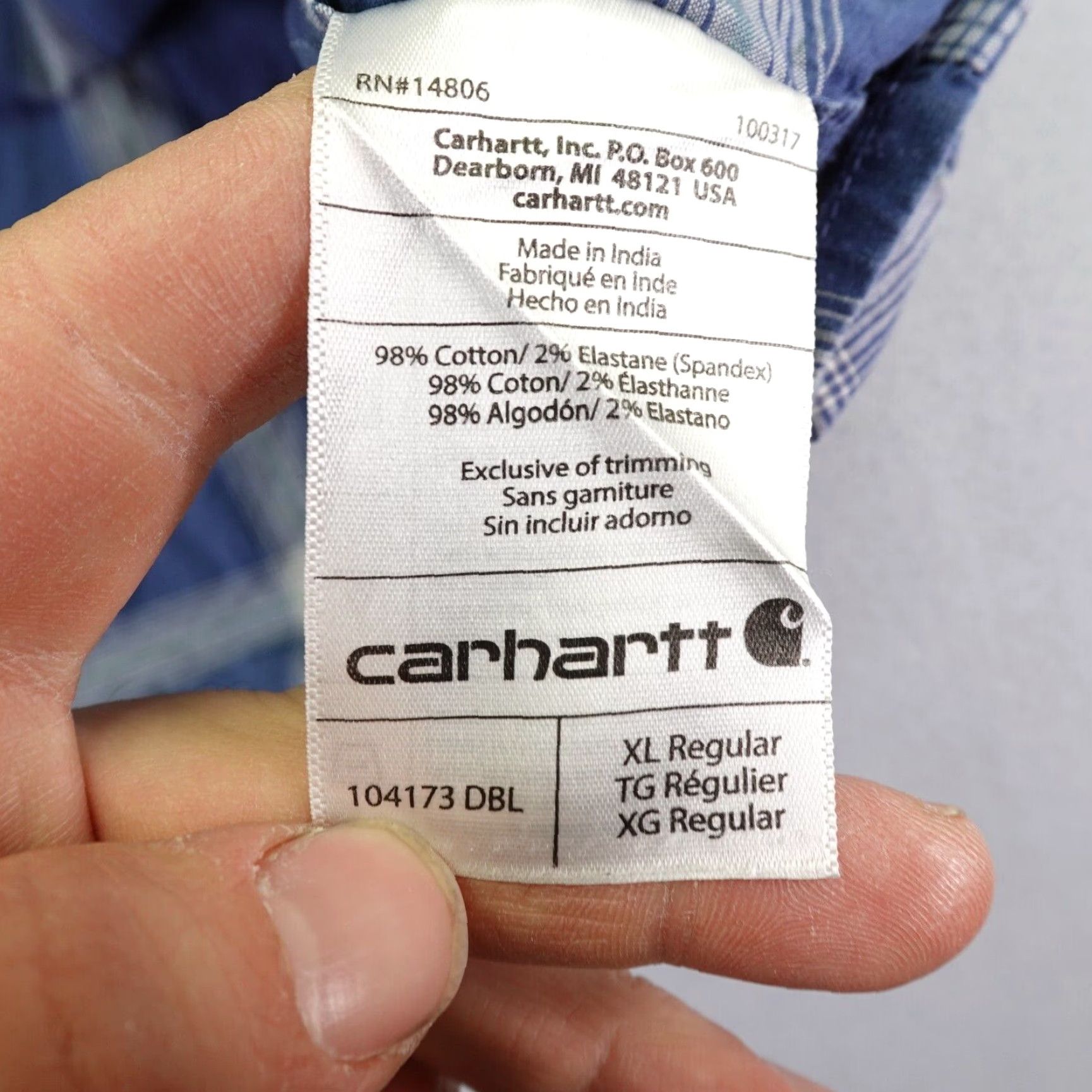 Carhartt Carhartt Shirt Mens XL Blue Plaid Button-Up Relaxed Fit Rugged Flex Workwear Shirt Size US XL / EU 56 / 4 - 6 Thumbnail