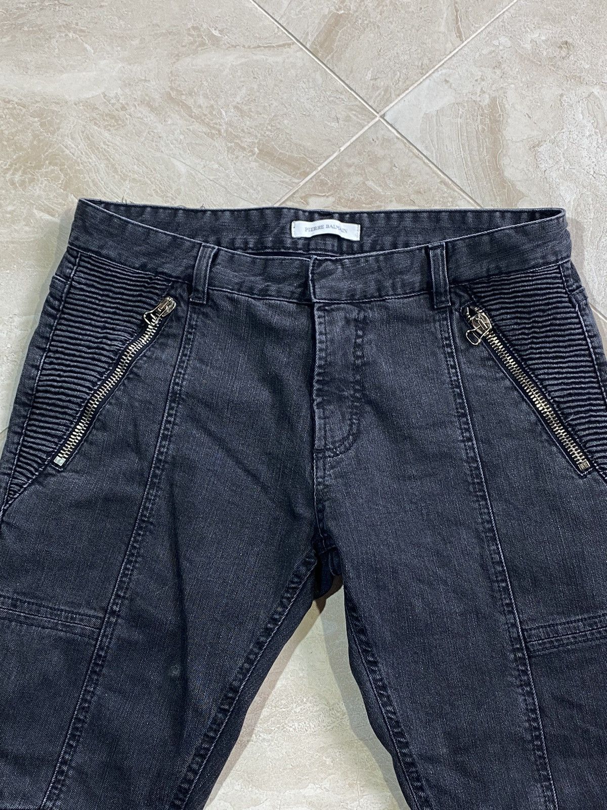Balmain Balmain Washed Grey Denim Skinny Biker Jeans Size 36" / US 14 / IT 50 - 13 Thumbnail