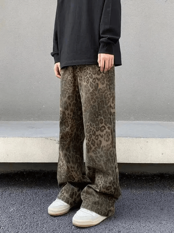Japanese Brand × Jean Vintage Brown Leopard Print Straight Leg Micro Jeans Size US 30 / EU 46 - 1 Thumbnail