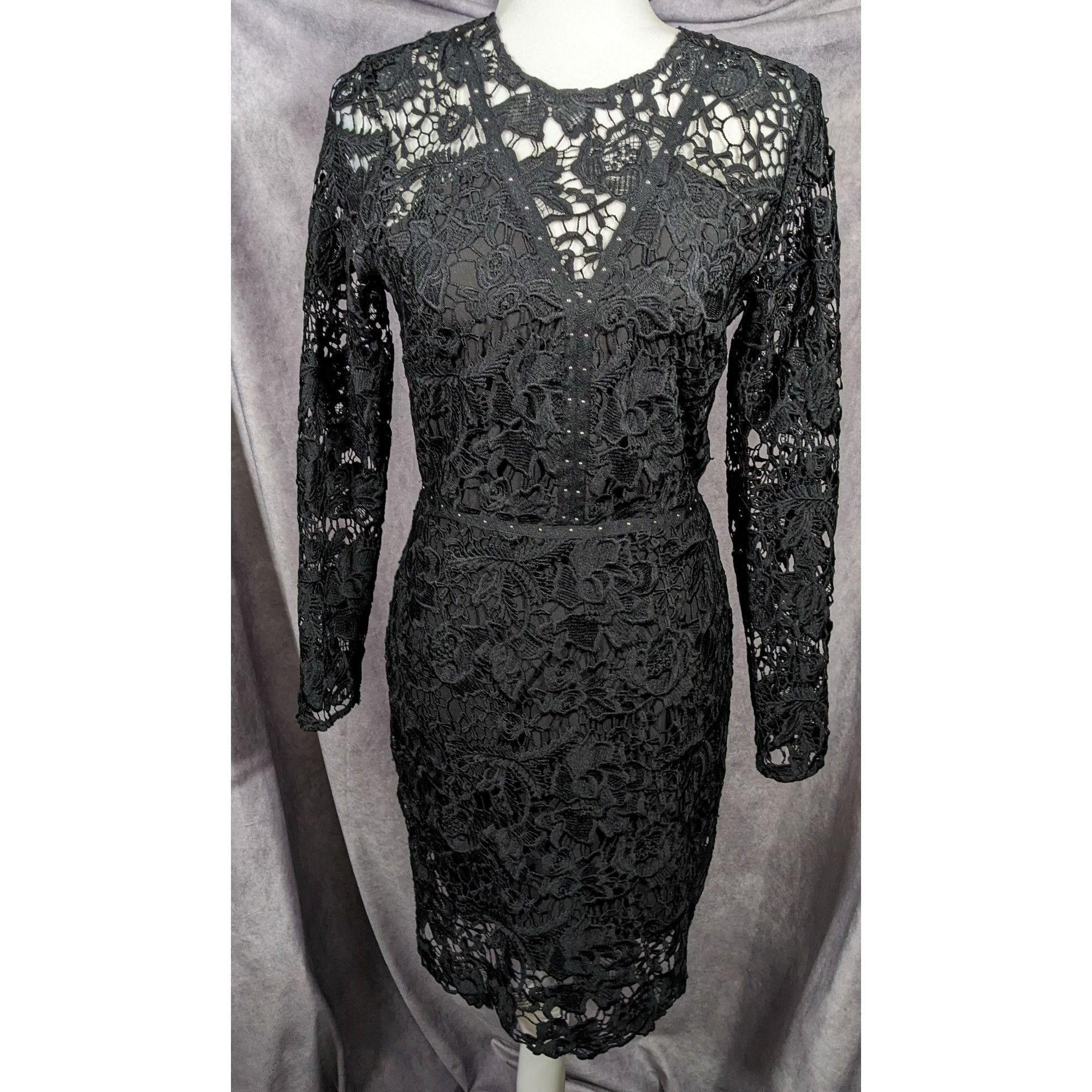 Sam Edelman Sam Edelson Gothic Black Lace Midi Dress Size 0 Size XS / US 0-2 / IT 36-38 - 4 Thumbnail
