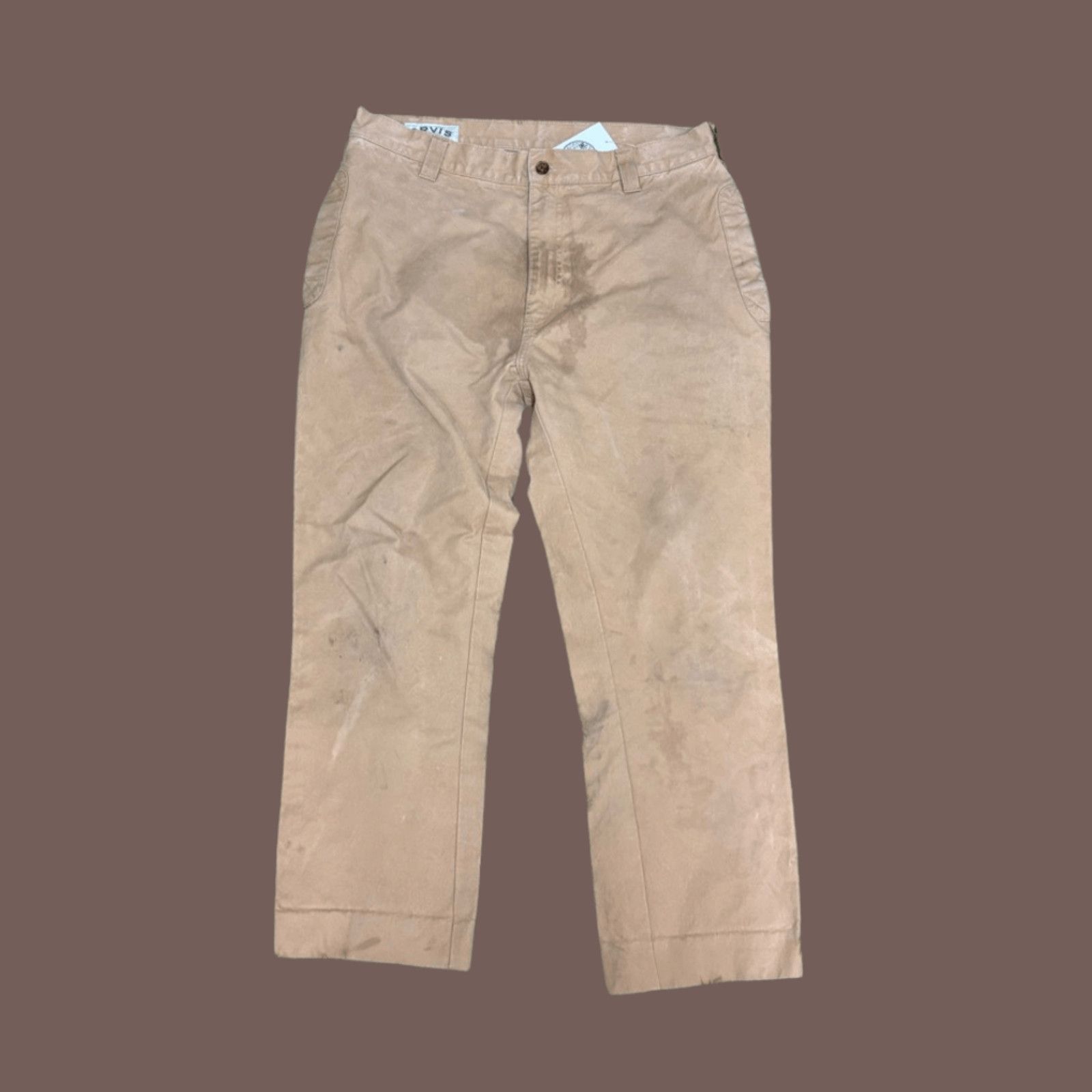 Orvis VTG Waxed Chinos | Orvis Khaki Field Pant |Distressed Rugged Size US 34 / EU 50 - 1 Thumbnail
