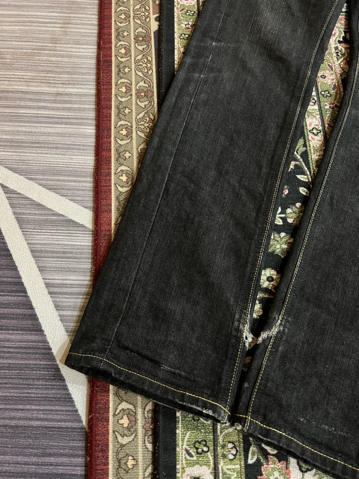Japanese Brand Vintage 90’s style Lee Rider Super Black Distress Jeans Size US 33 - 3 Thumbnail