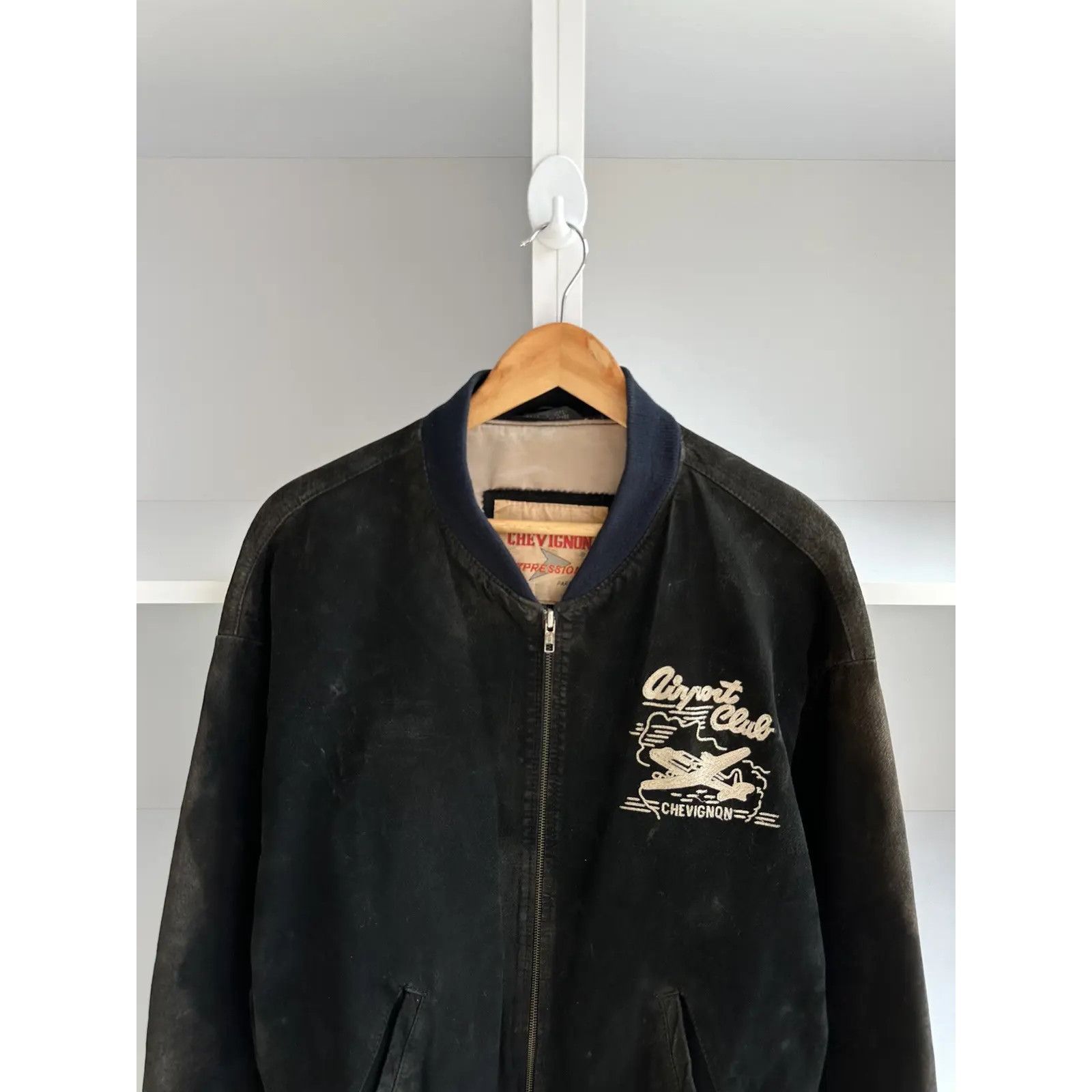 VTG Chevignon Airport Club Leather Bomber Jacket