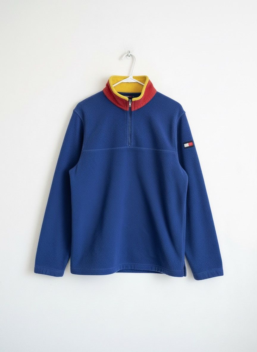 Tommy Hilfiger Y2K Tommy Hilfiger Blue Embroidered 1/4 Zip Pullover Fleece Size US L / EU 52-54 / 3 - 1 Thumbnail