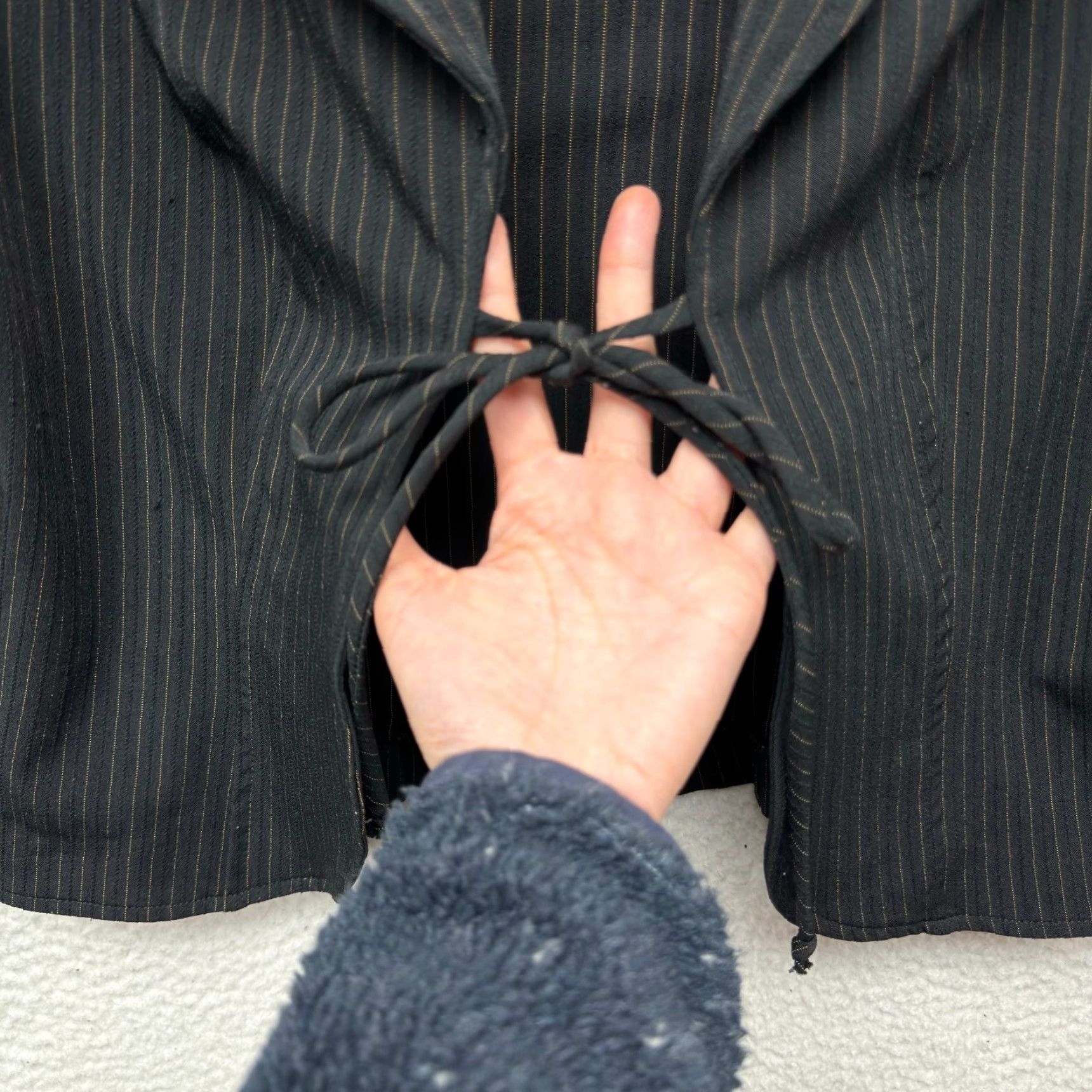 Vintage VINTAGE 90s Y2K Blazer Jacket Top Large Black Open Tie Front Corpcore Office Womens L Size L / US 10 / IT 46 - 4 Thumbnail