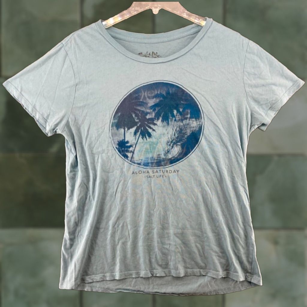 Vintage Salt Life TShirt Womens XL Blue Tropical Live Salty Aloha Saturday Shirt Tropical Womens XL Blue Salt Life Size XL / US 12-14 / IT 48-50 - 1 Thumbnail