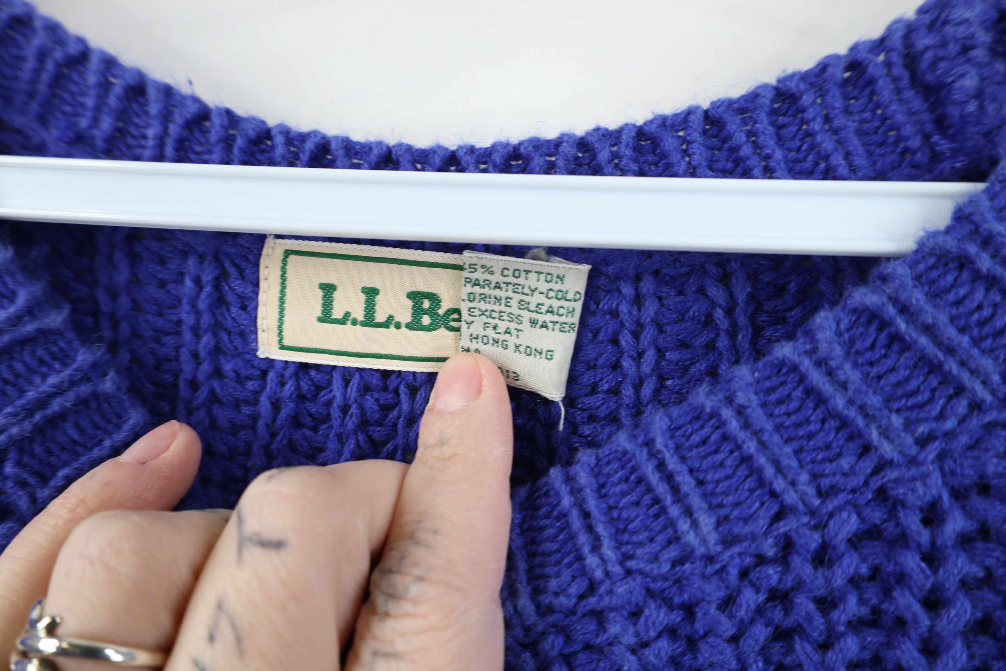 L.L. Bean Vtg 90s LL Bean Heavyweight Chunky Ribbed Knit Sweater Blue Size S / US 4 / IT 40 - 9 Thumbnail