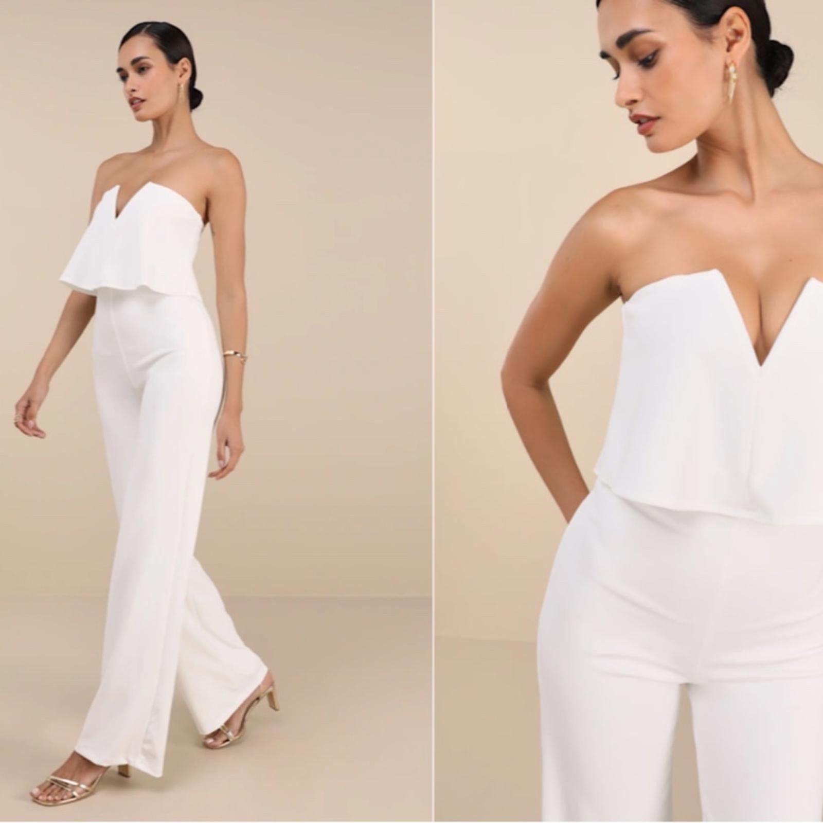Lulus LULU's Wedding Bridal Shower Bachelorette Rehearsal Pantsuit Size S / US 4 / IT 40 - 2 Thumbnail