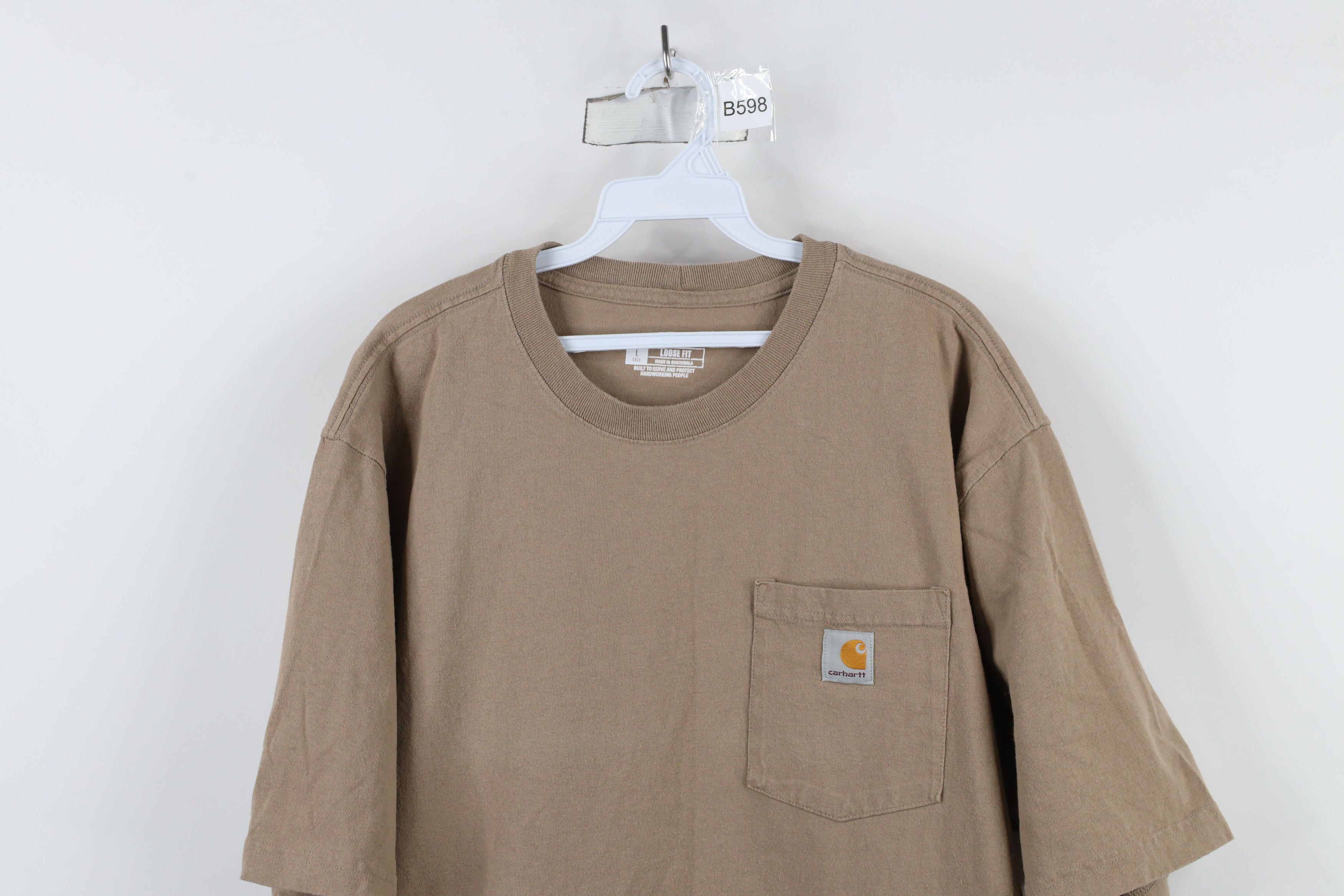 Carhartt × Vintage Vintage Y2K Carhartt Spell Out Pocket T-Shirt Desert Brown Size US L / EU 52-54 / 3 - 2 Thumbnail