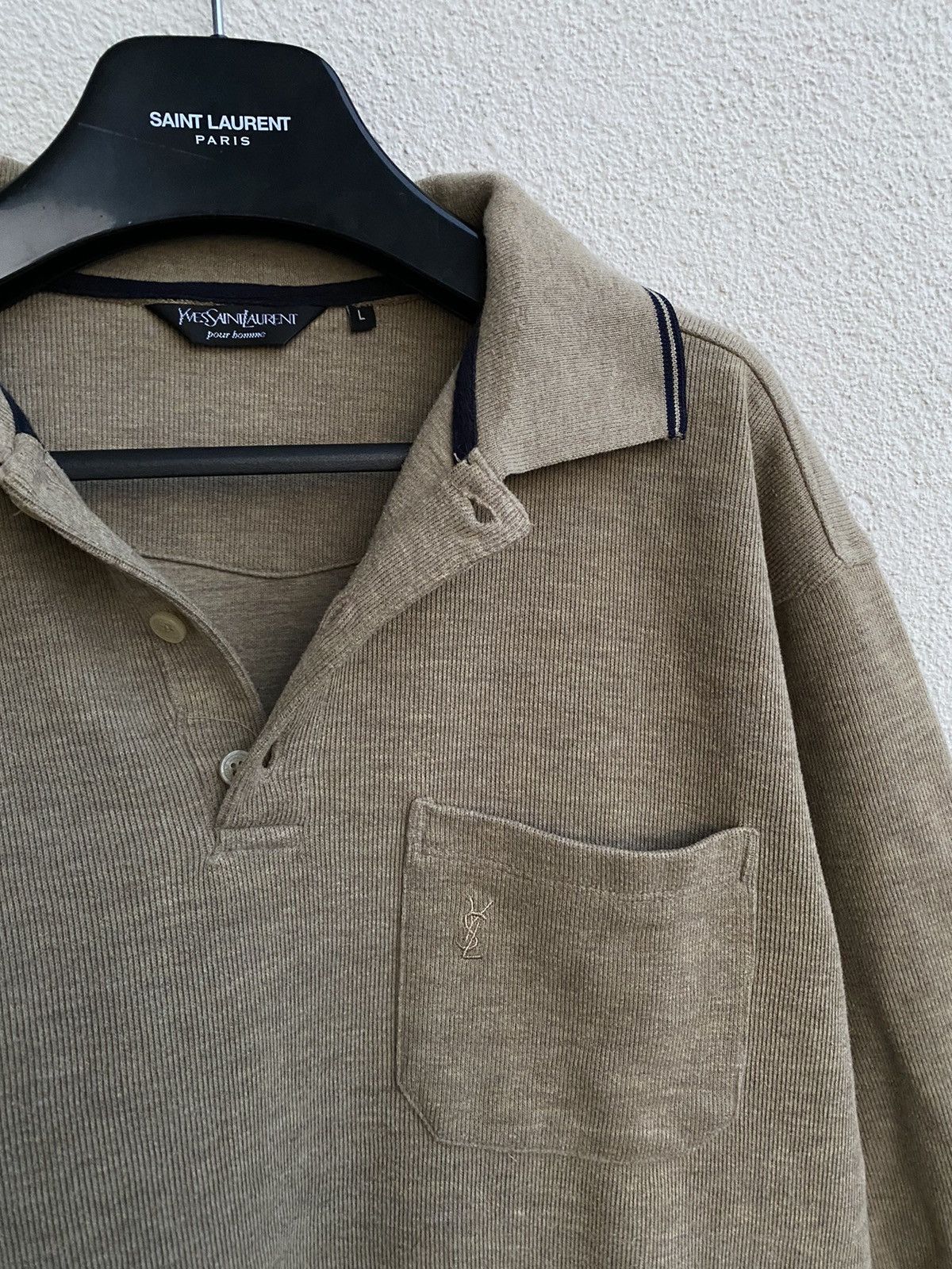 Yves Saint Laurent 90’s YSL Sweatshirt 1/4 Beige Vintage Sweater Quarter Zip Size US L / EU 52-54 / 3 - 9 Thumbnail