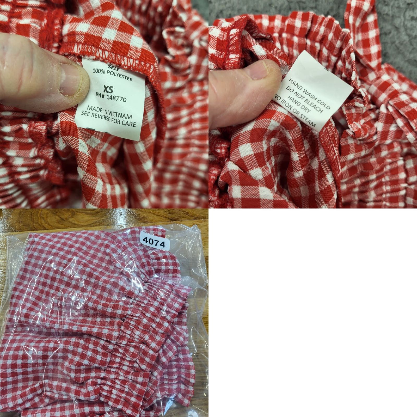 Vintage Sienna Sky Shorts Women's XSmall Red & White Gingham Checked Casual Flirty Size 26" / US 2 / IT 38 - 8 Thumbnail