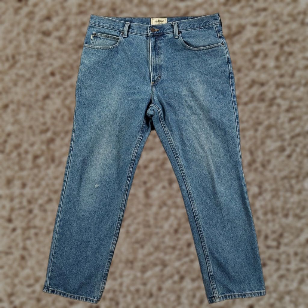 Vintage LL Bean Mens Jeans Size 36x29 Blue Classic Fit Straight Leg Distressed Denim Size US 36 / EU 52 - 1 Thumbnail