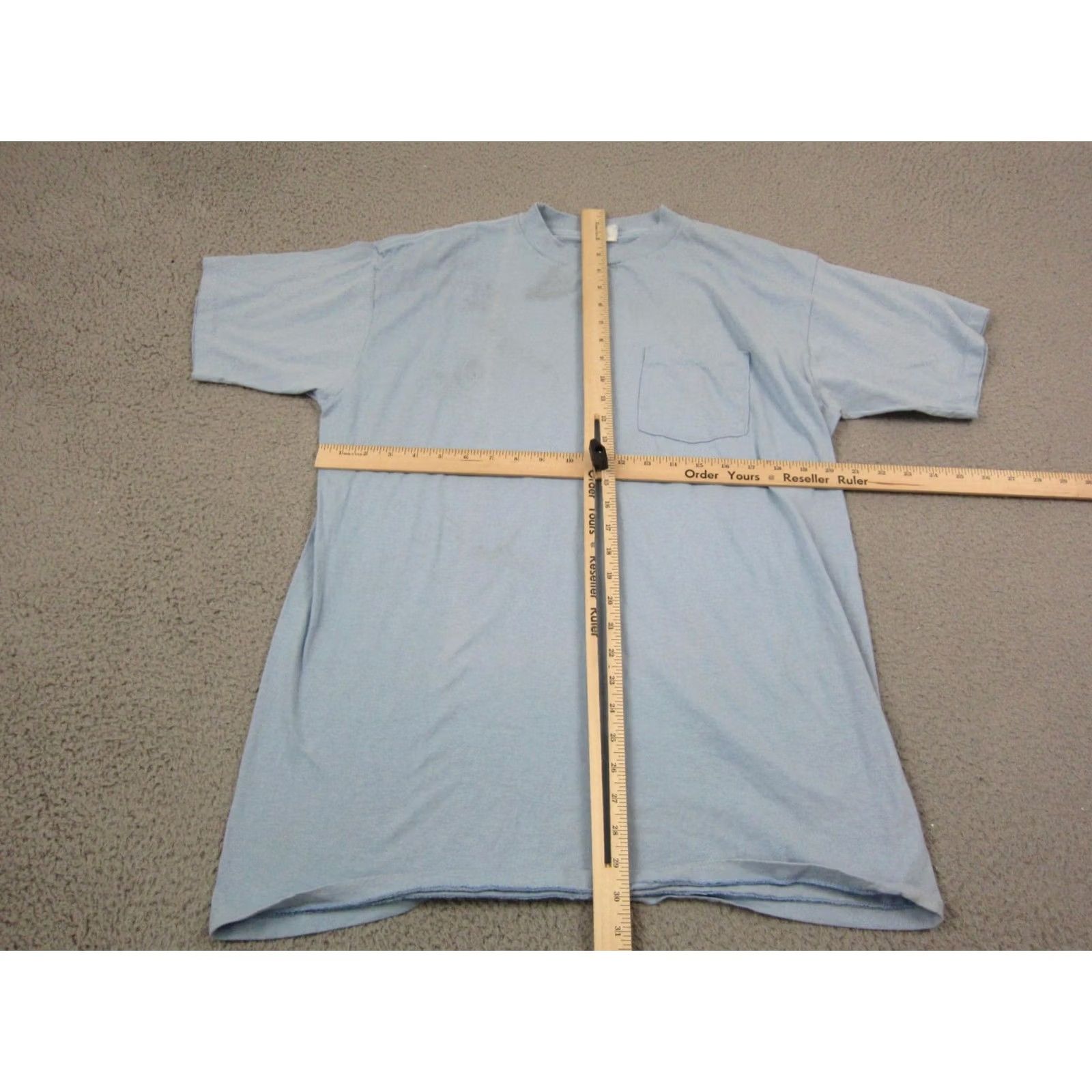 Fruit Of The Loom VINTAGE Fruit of the Loom Shirt Mens Medium Blue Blank Pocket Single Stitch Size US M / EU 48-50 / 2 - 5 Thumbnail