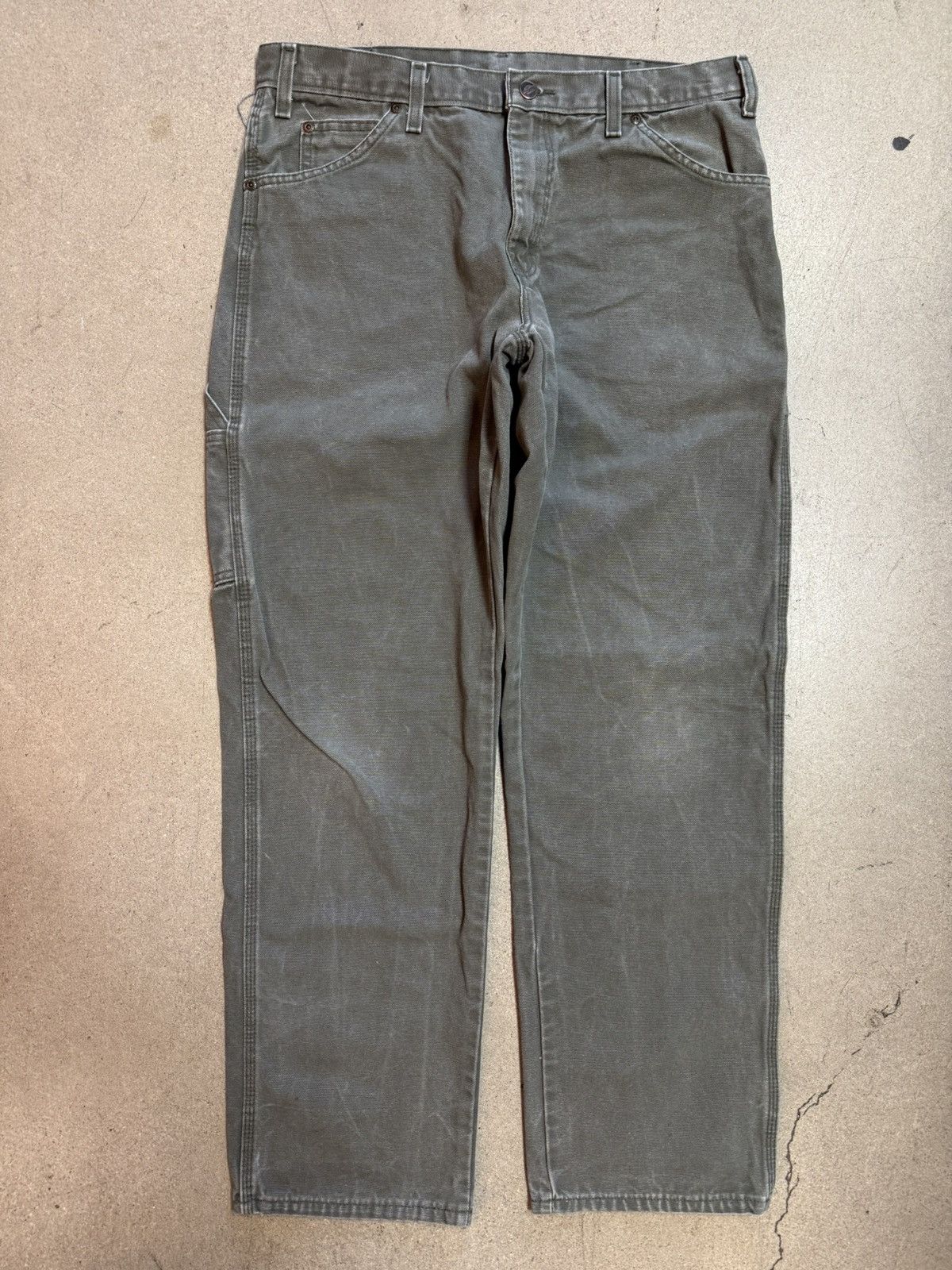 Dickies Vintage 90s Dickies Green Carpenter Canvas Work Pants Size US 34 / EU 50 - 2 Thumbnail