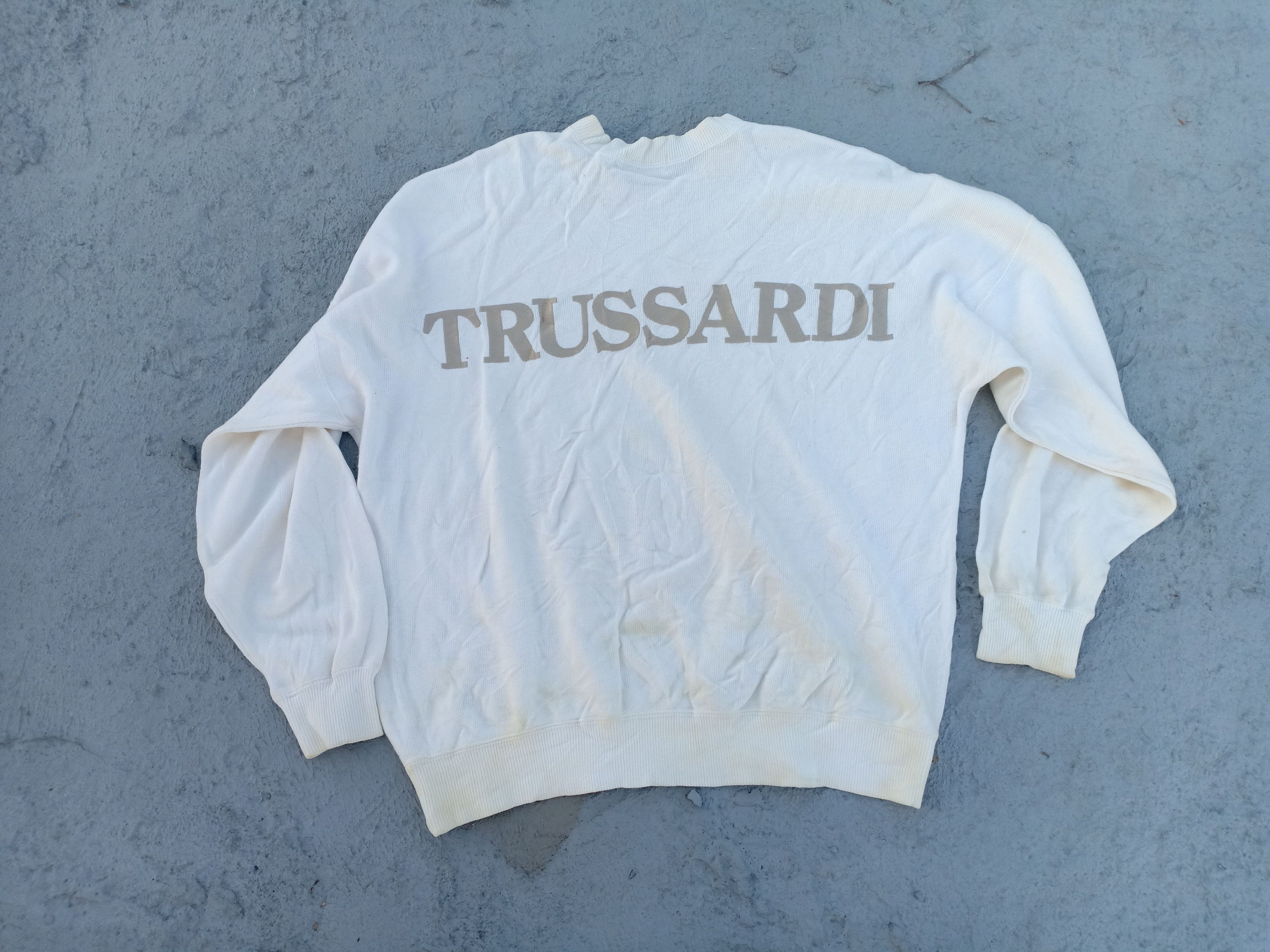 Trussardi × Vintage TRUSSARDI sweatshirt (embroidery script logo) Size US L / EU 52-54 / 3 - 1 Thumbnail