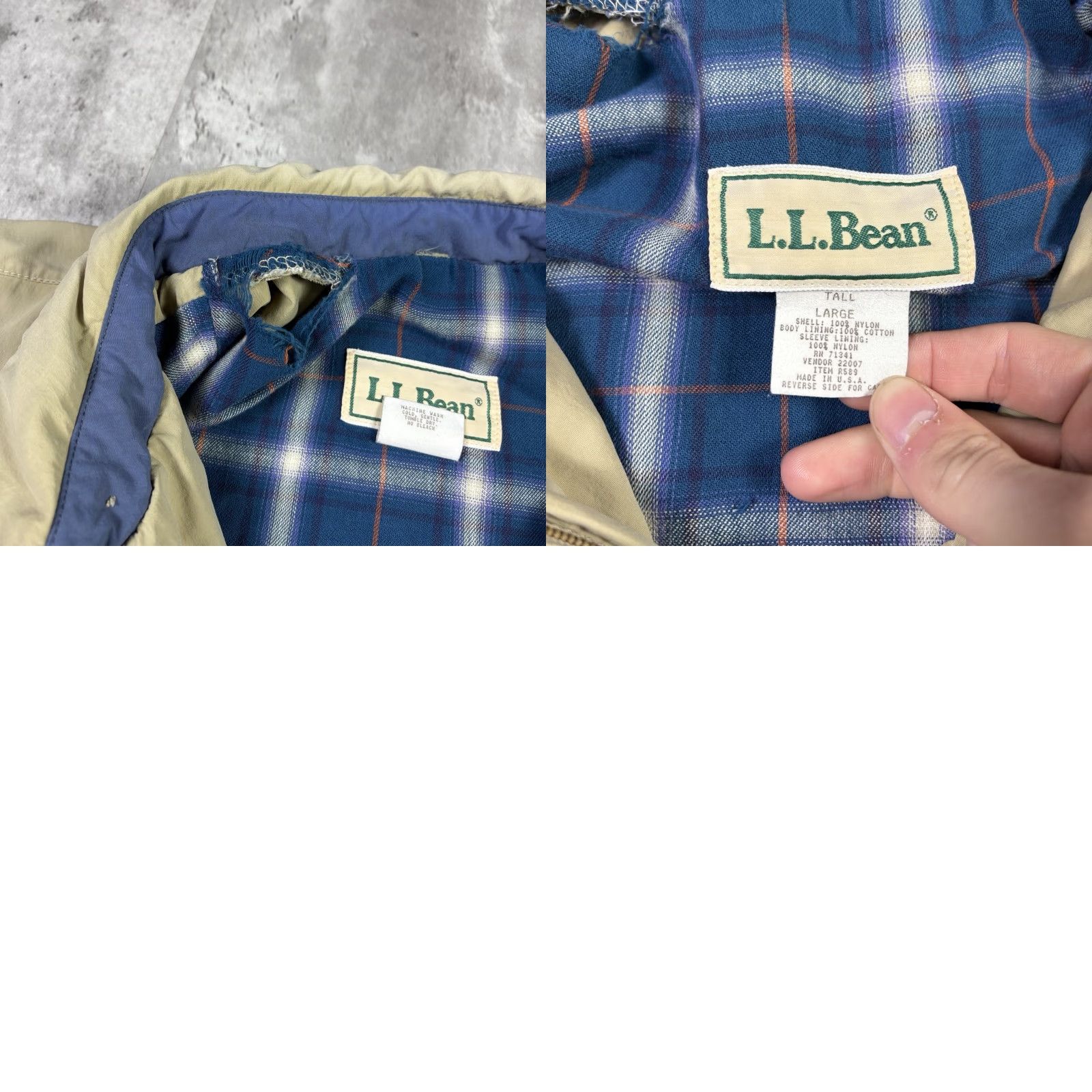 Vintage VINTAGE L.L. Bean Jacket Bomber 90s Full Zip Tan Brown Plaid Mens L Tall Adult Regular Size L Adults Mens Size US L / EU 52-54 / 3 - 9 Thumbnail
