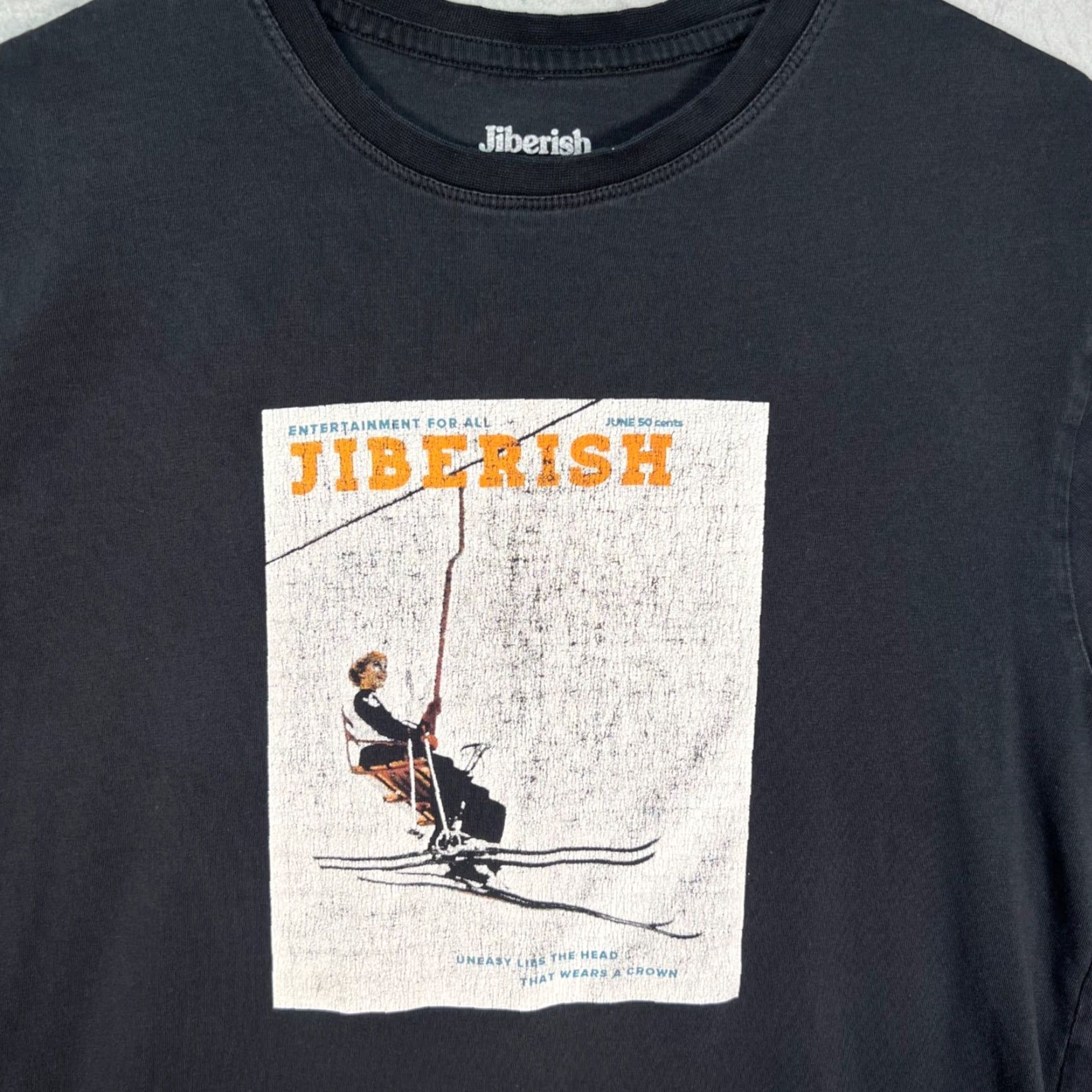 Vintage Jiberish Mens Black Graphic T-Shirt Ski Graphic Size M Adult Mens Medium Crew Neck Short Sleeve Cotton Vintage: No Size US M / EU 48-50 / 2 - 5 Thumbnail