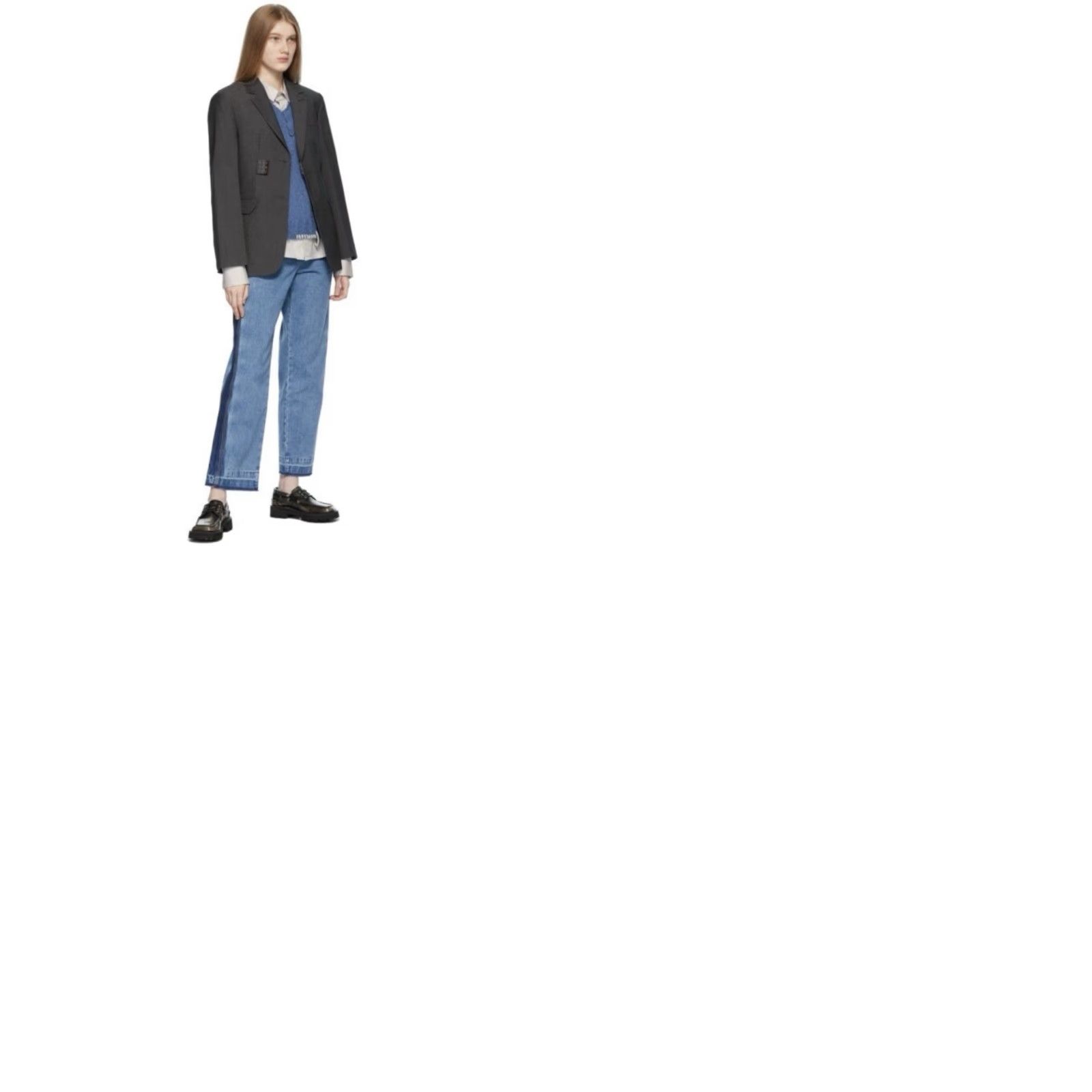 Ader Error ADER Error Workch Jeans Straight Blue 30” Regular Womens 5-Pocket Denim Cotton High Rise Frayed Hem Zip Button Vintage No Size 30" / US 8 / IT 44 - 9 Thumbnail
