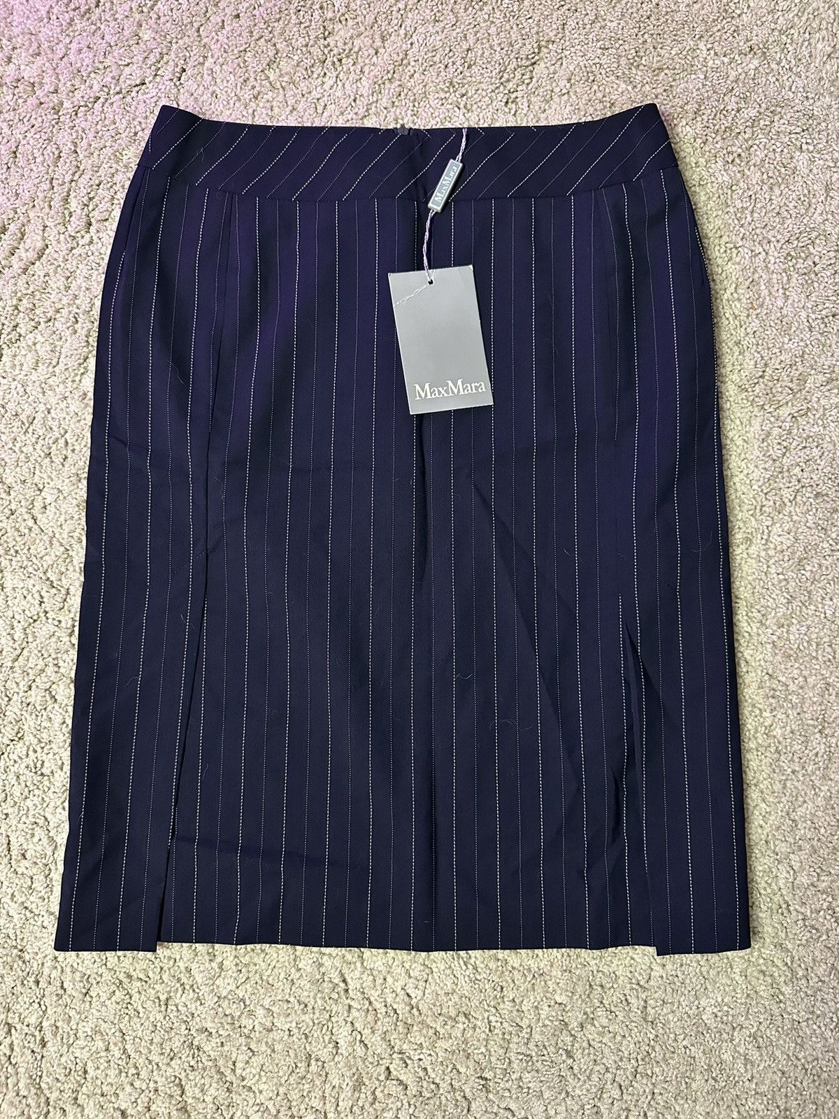 Max Mara Max Mara tailleur pinstripe skirt midnight blue tg.42 IT Size 28" / US 6 / IT 42 - 9 Thumbnail