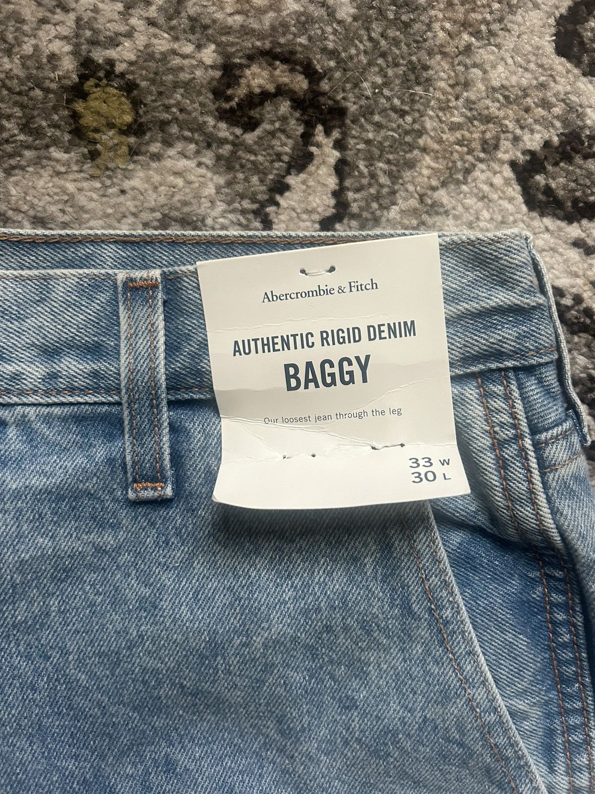 Abercrombie & Fitch Abercrombie Baggy Carpenter Light Wash Jeans Denim Workwear Size US 33 - 2 Thumbnail