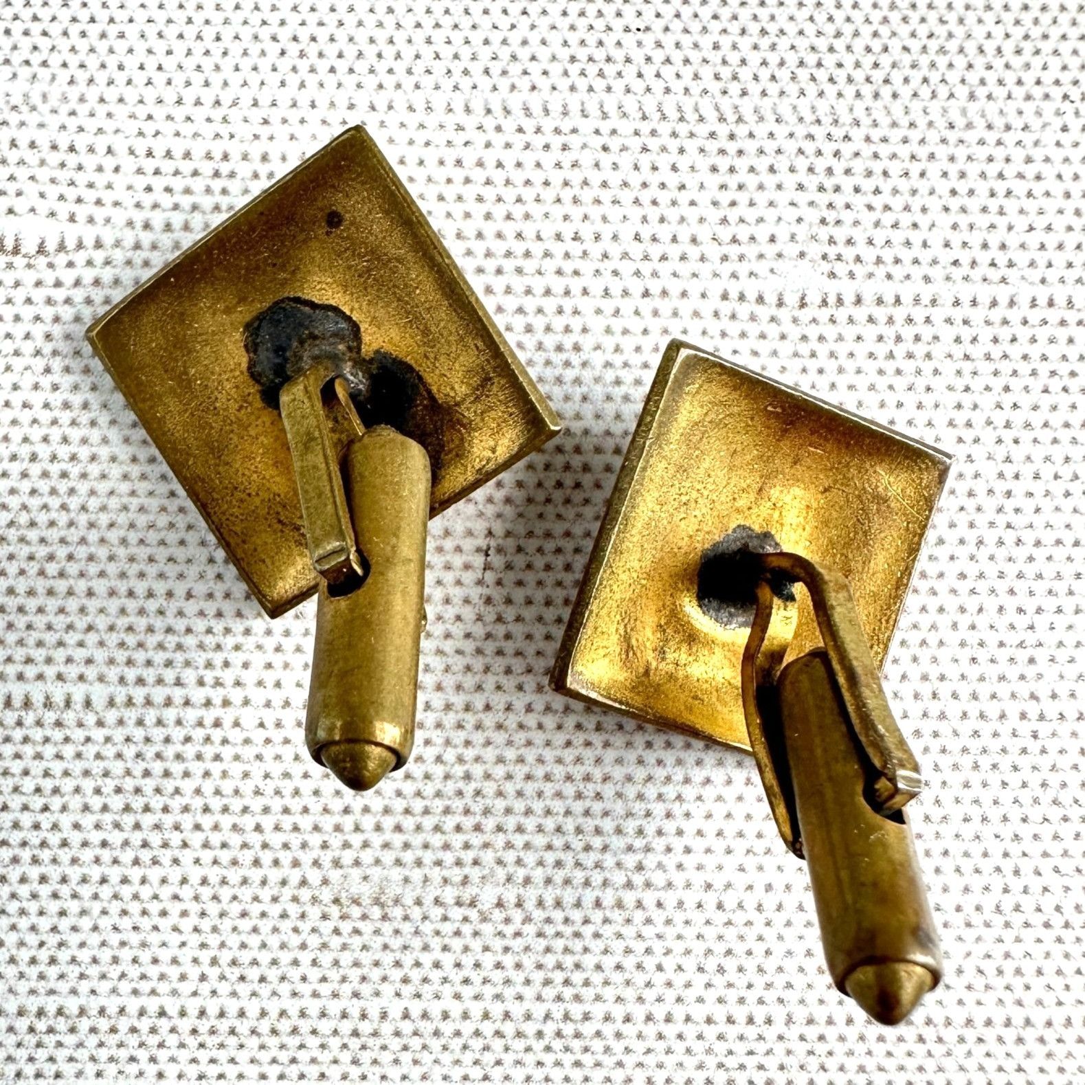 Vintage 1960s Brass Face Brutalist Cufflinks Artisan Size ONE SIZE - 3 Thumbnail