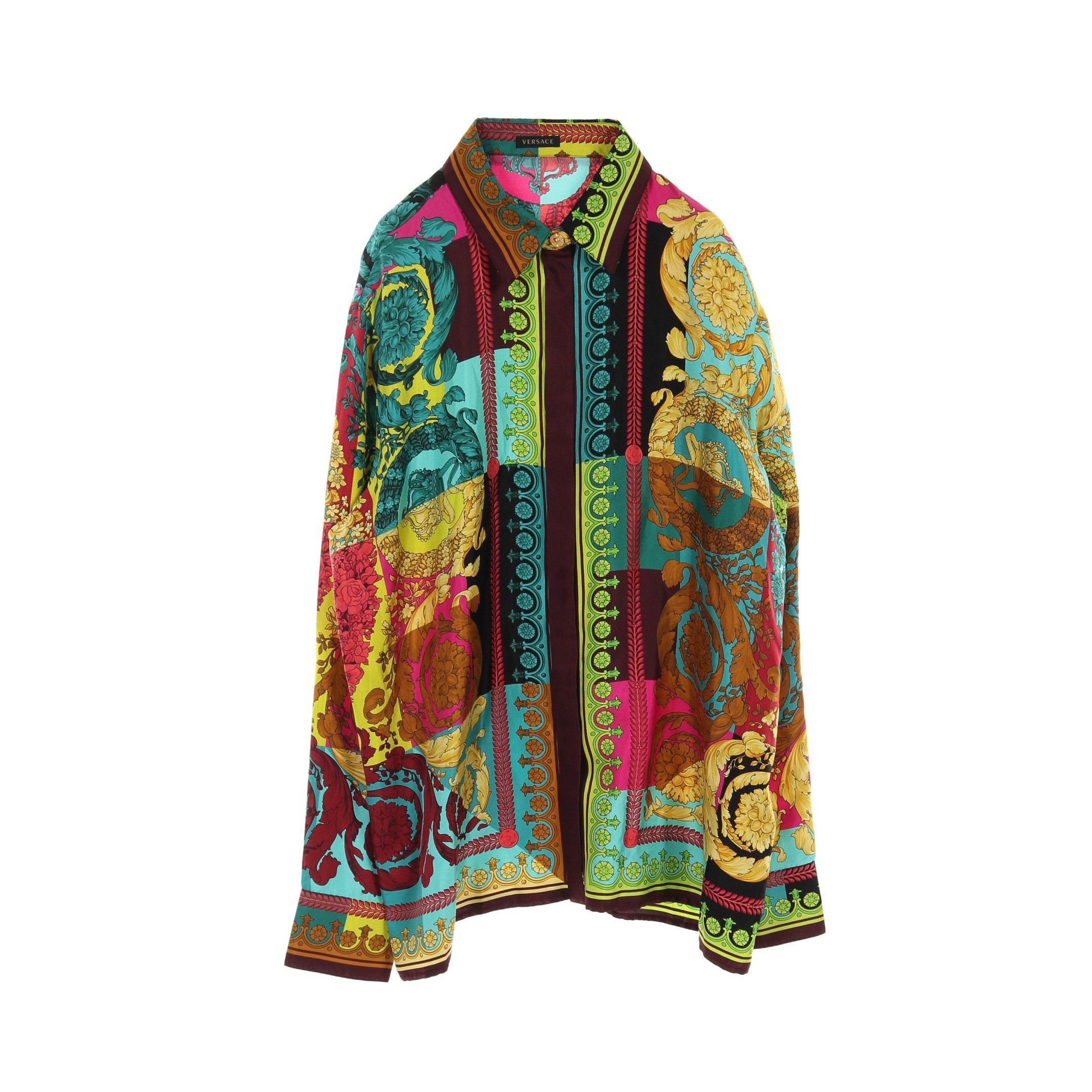 Versace Versace Medusa Blouse Shirt Floral Pattern Silk Multicolor Size ONE SIZE - 1 Thumbnail