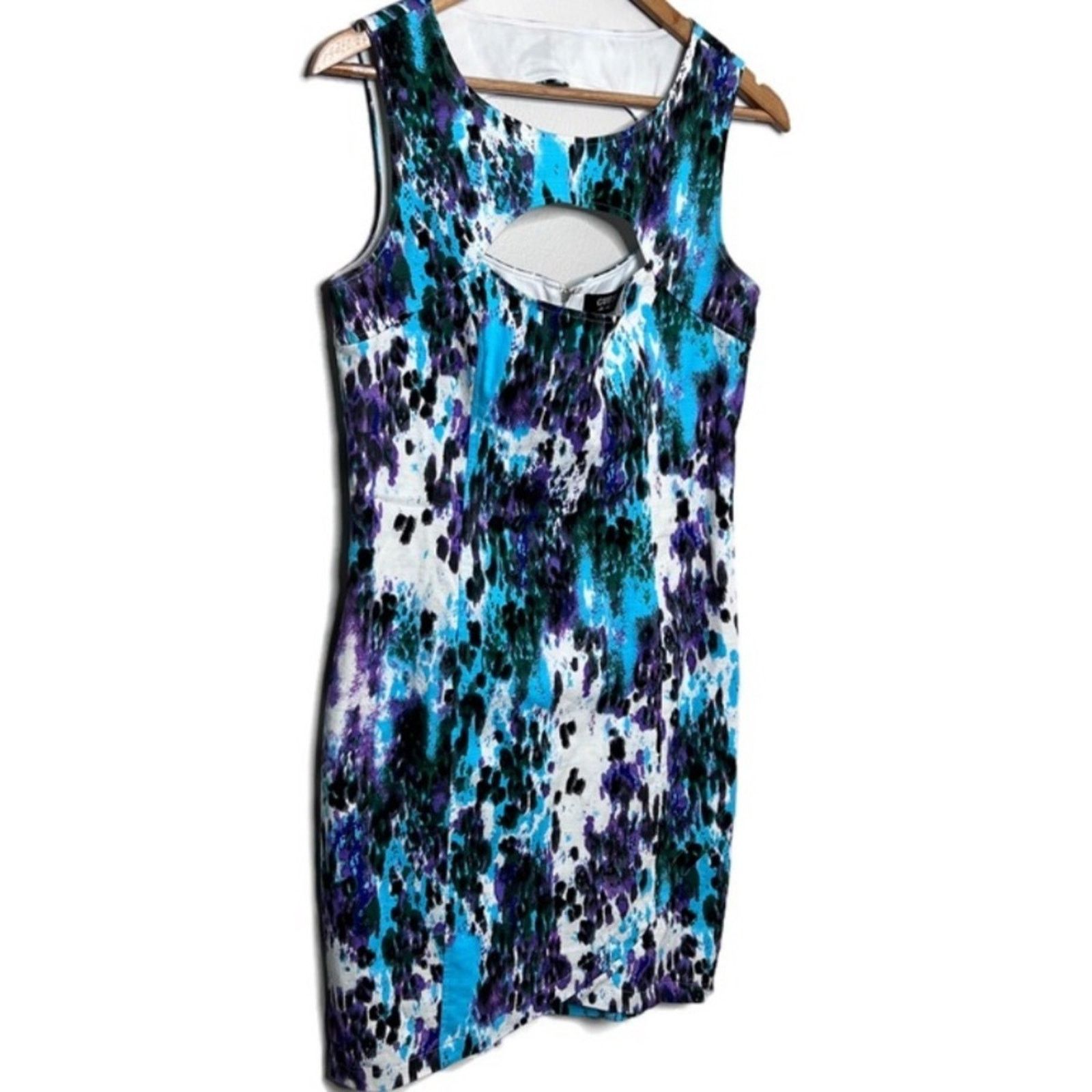 Guess GUESS Women's Shift Peekaboo Neckline Paint Splatter Dress Size XL / US 12-14 / IT 48-50 - 3 Thumbnail
